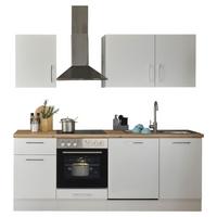 Kuchynský blok TURIN bez spotrebičov, šírka 220 cm - biela/chrómová, Trend, kov/kompozitné drevo (220cm) - MID.YOU