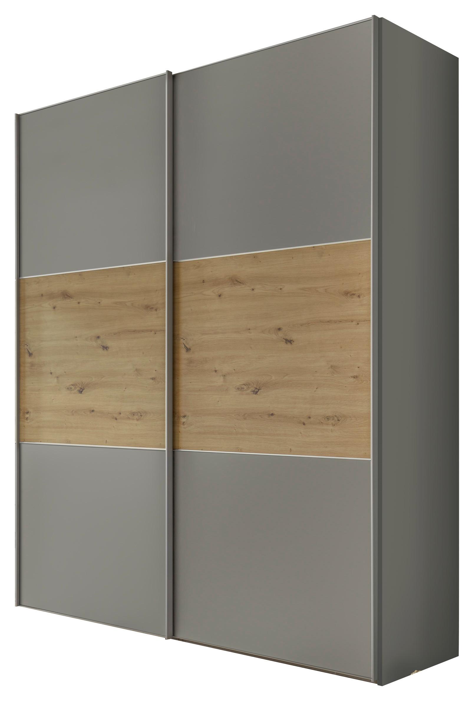 Schwebetürenschrank 225cm Includo Grau/Artisan Eiche
