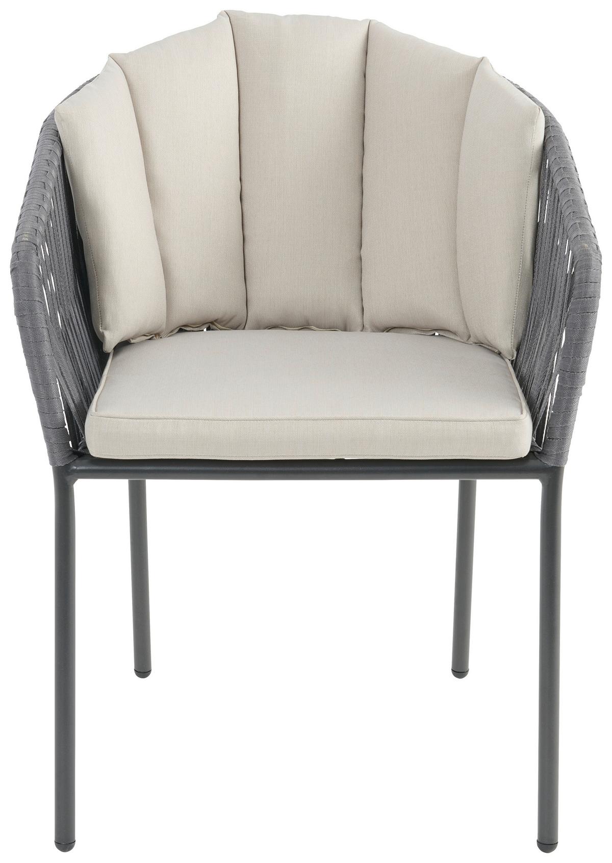 Gartensessel Zoe Metall / Kunststoff / Textil - Beige/Schwarz, MODERN, Kunststoff/Textil (59/77,5/61cm) - Beldano