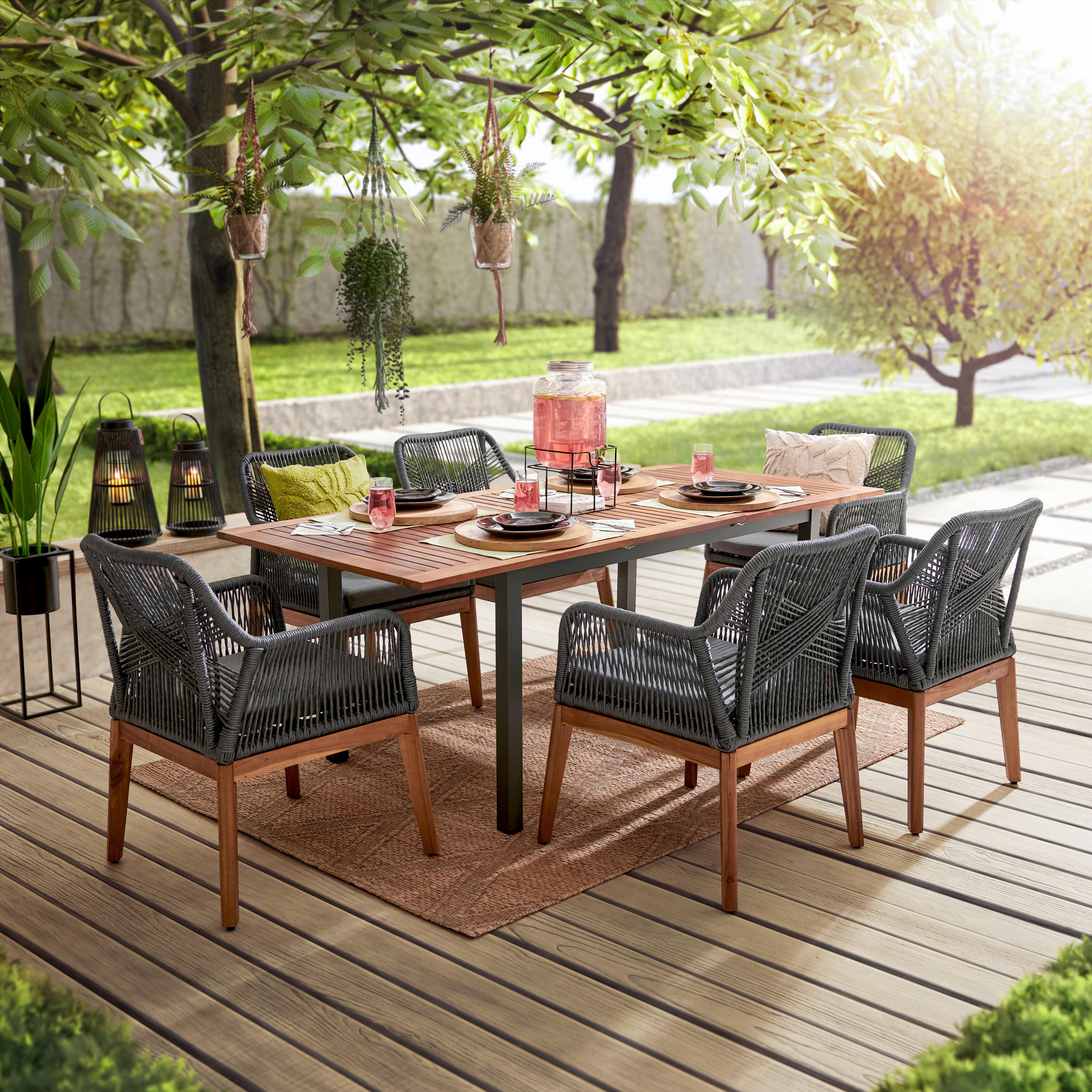 ZAHRADNÍ STŮL KOS - šedá, Natur, kov/dřevo (150-200/75/90cm) - Mömax