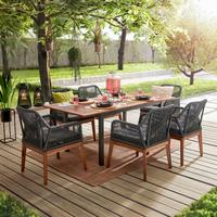 ZAHRADNÍ STŮL KOS - šedá, Natur, kov/dřevo (150-200/75/90cm) - Mömax