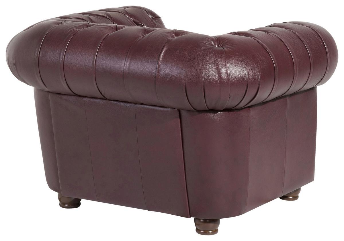 Sitzgarnitur 3-Tlg. Bridgeport Echtleder Rot - Rot/Nussbaumfarben, Design, Leder/Holz - Max Winzer