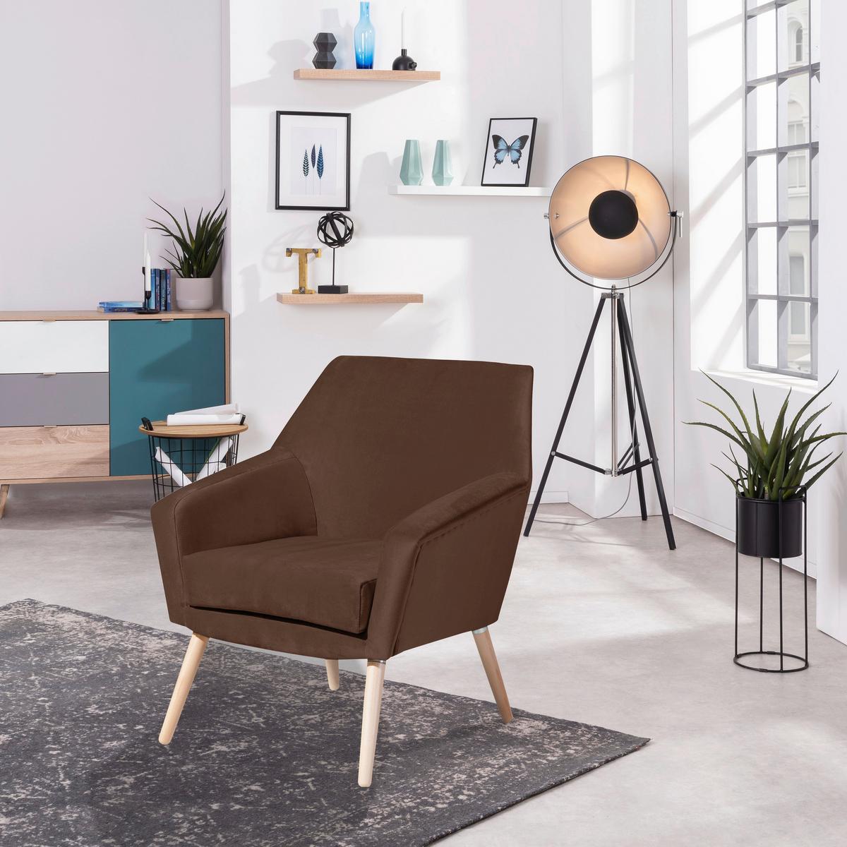Polstersessel Mit Armlehnen Alegro Samt Braun - Buchefarben/Braun, Design, Textil (67/81/71cm) - Max Winzer