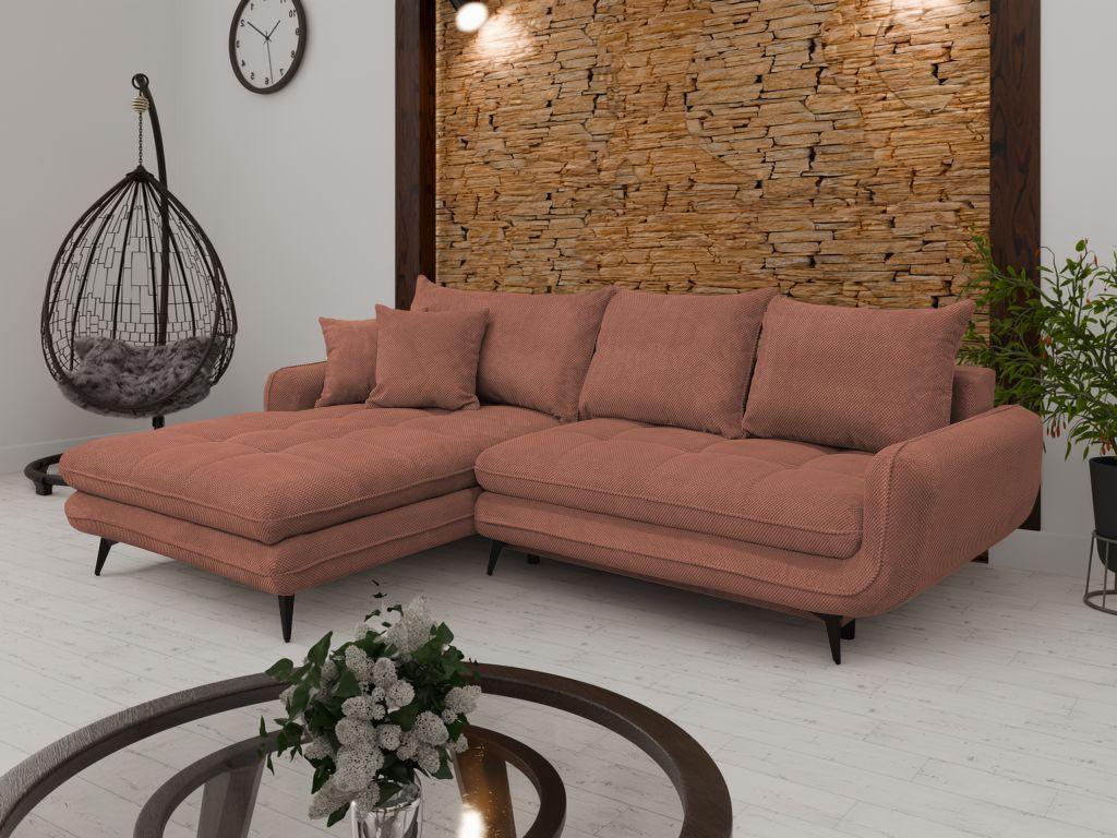 Rohová sedačka WAVE, ľavá, staroružová - čierna/staroružová, Modern, kov/textil (189/266cm)