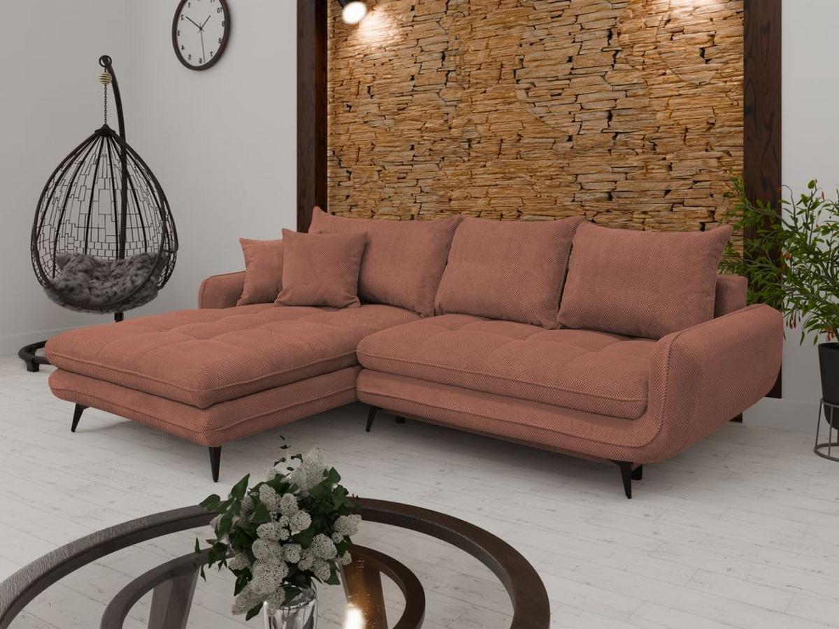 Rohová sedačka WAVE, ľavá, staroružová - čierna/staroružová, Modern, kov/textil (189/266cm)