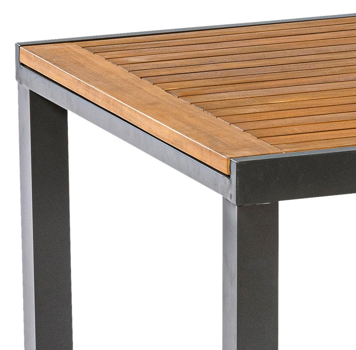 Gartentisch ausziehbar Tilos Echtholz L: 150cm - Schwarz/Akaziefarben, KONVENTIONELL, Holz/Metall (150-200/90	90/75cm) - Gardenson