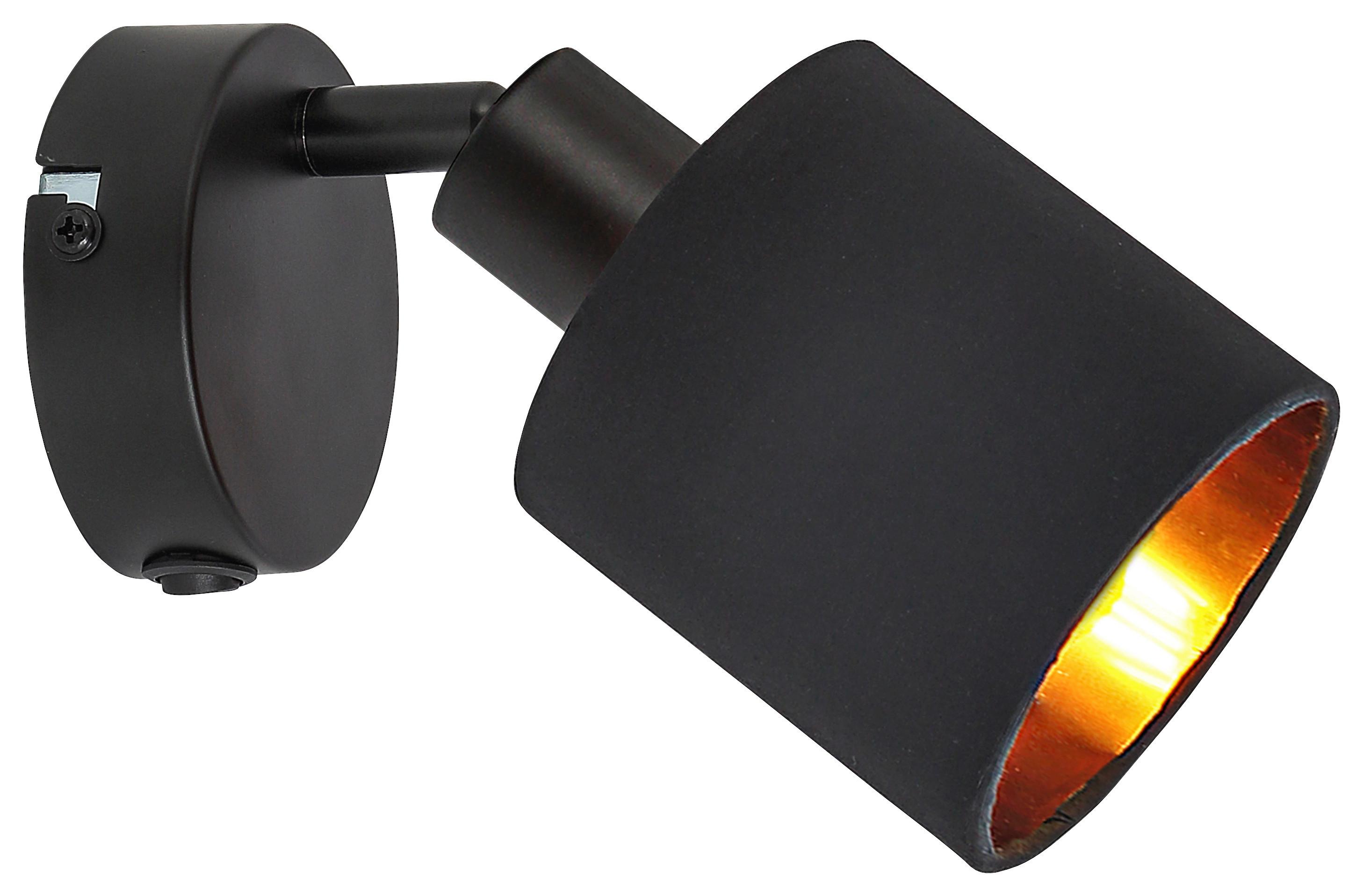 Bodové svítidlo Goldi, E14 LED max. 15Watt - černá/barvy zlata, Moderní, kov/textil (16,5/10/20cm) - Mömax