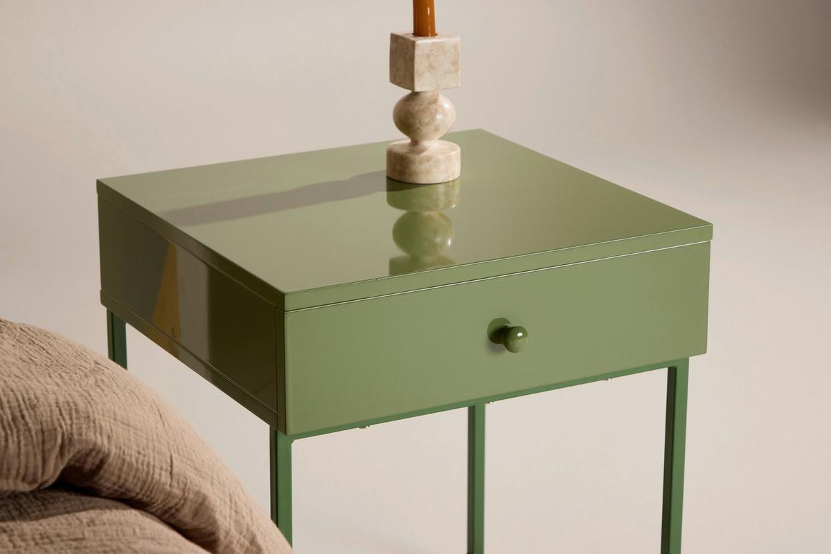 Nachttisch Bakal Grün, B: 41cm - Grün, MODERN, Holz/Metall (41/50/41cm) - Livetastic