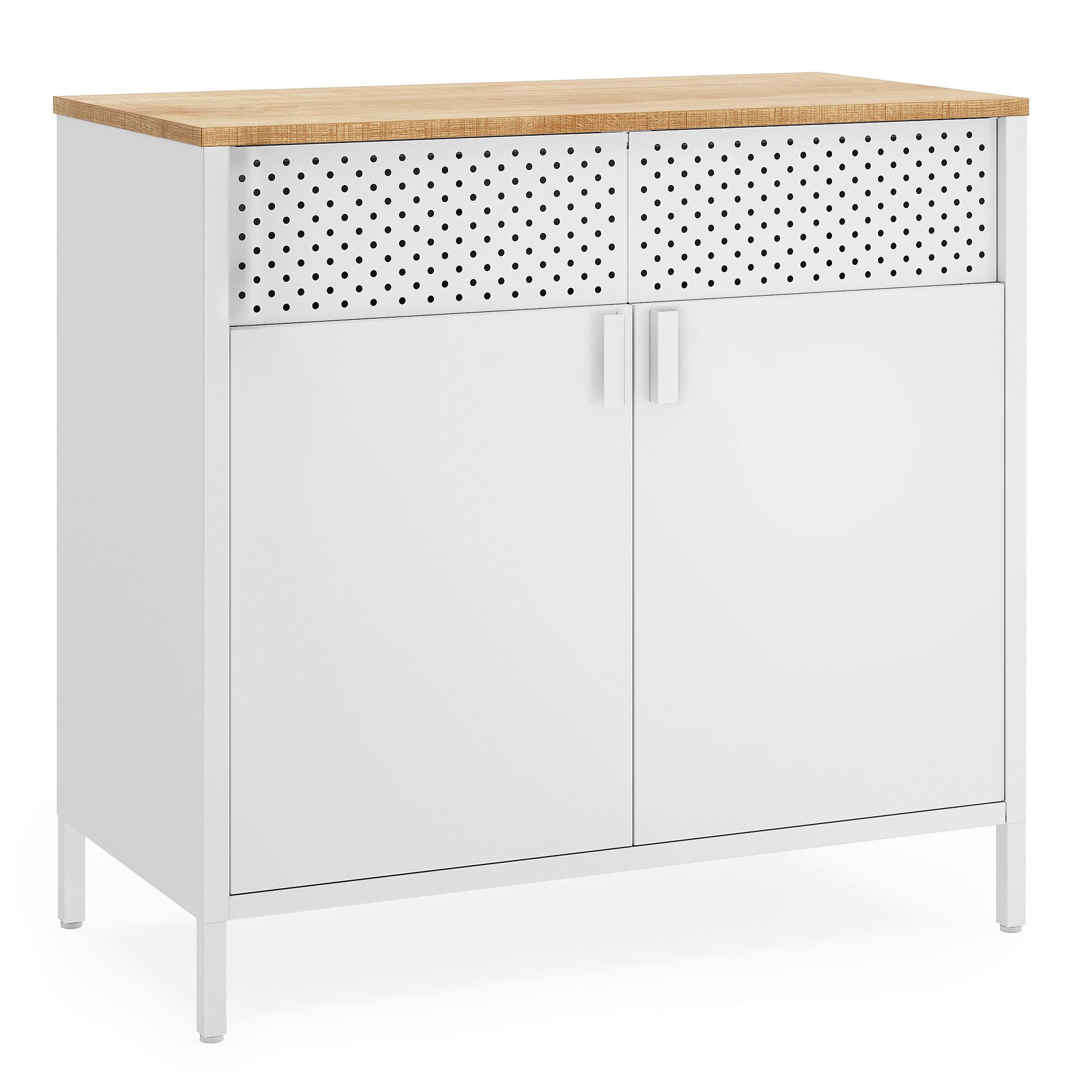 KOMODA BÉŽOVÁ/BIELA - biela/béžová, Trend, kov/kompozitné drevo (80/76/40cm) - Boxxx