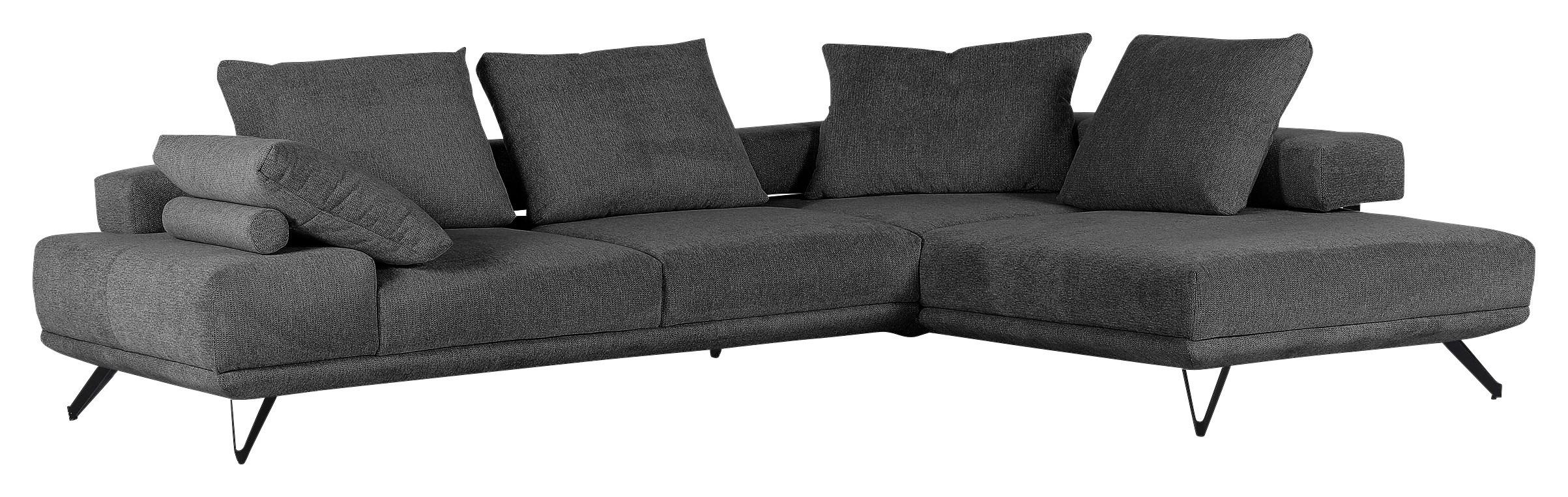 Ecksofa Bolzano - Dunkelgrau/Schwarz, KONVENTIONELL, Textil (310/240cm) - MID.YOU