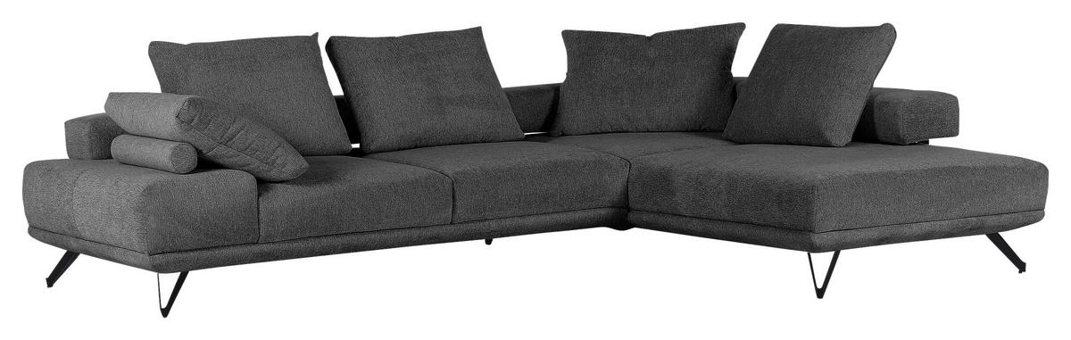Ecksofa Bolzano - Dunkelgrau/Schwarz, KONVENTIONELL, Textil (310/240cm) - MID.YOU