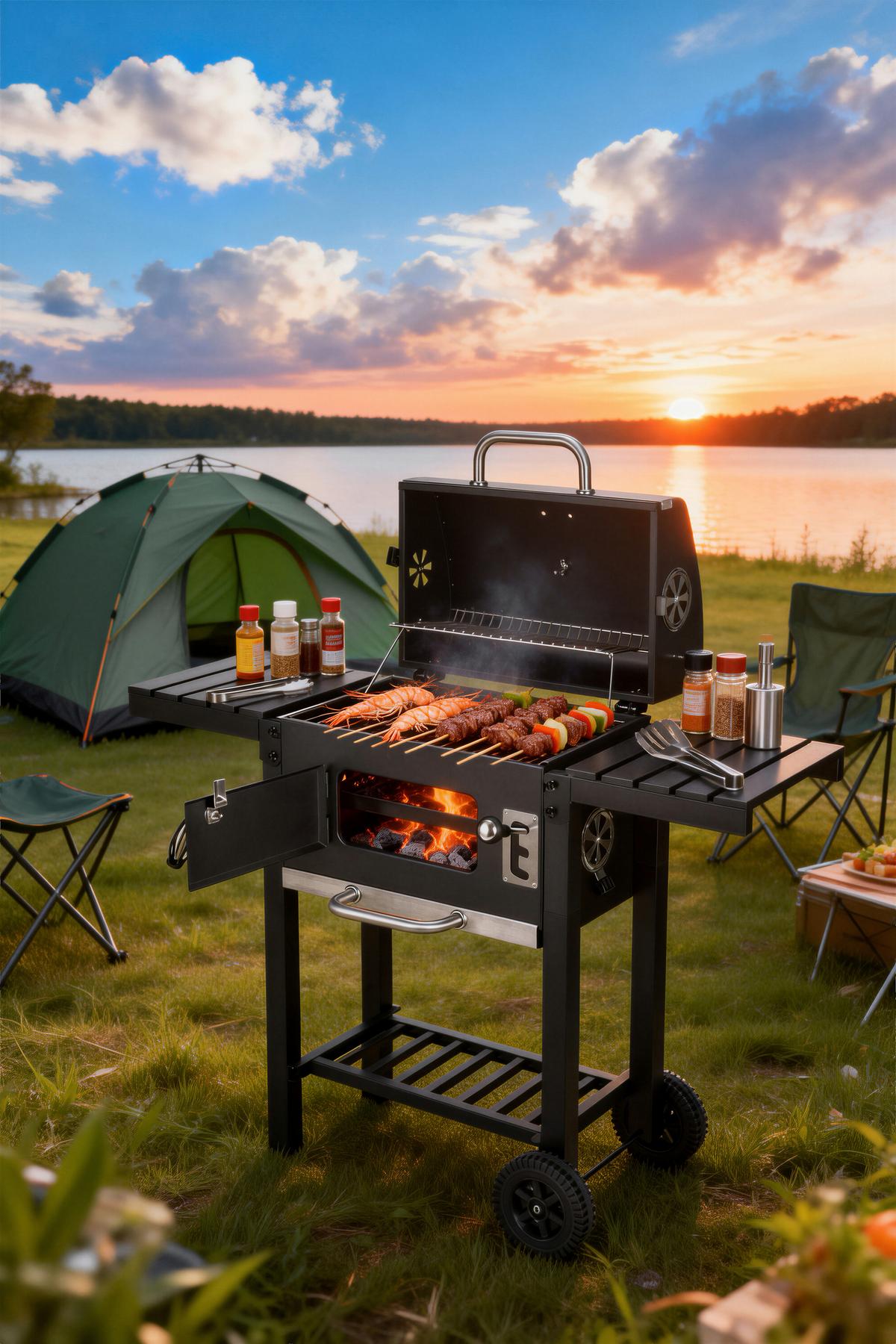 Faszenes Grill Blacky - fekete, Trend, műanyag/fém (109/54/104,5cm) - Homezone