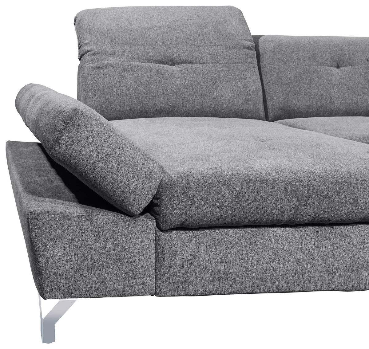 Ecksofa Melfi Dunkelgrau U: 168 cm - Dunkelgrau/Silberfarben, MODERN, Textil (168/350/245cm) - MID.YOU