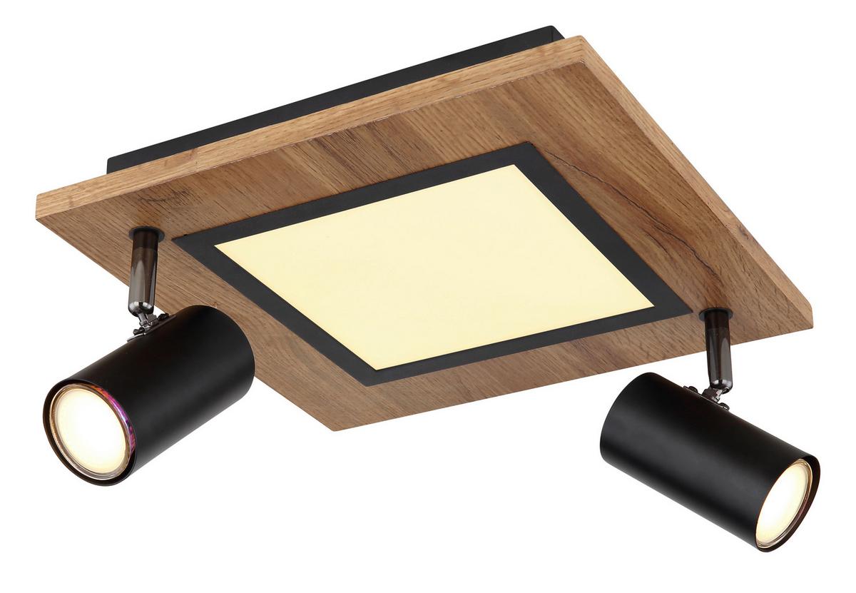 LED-Deckenleuchte L: 30 cm, 3-Flammig, Stufenschalter - Opal/Schwarz, Design, Holzwerkstoff/Kunststoff (30/30/18cm) - Globo