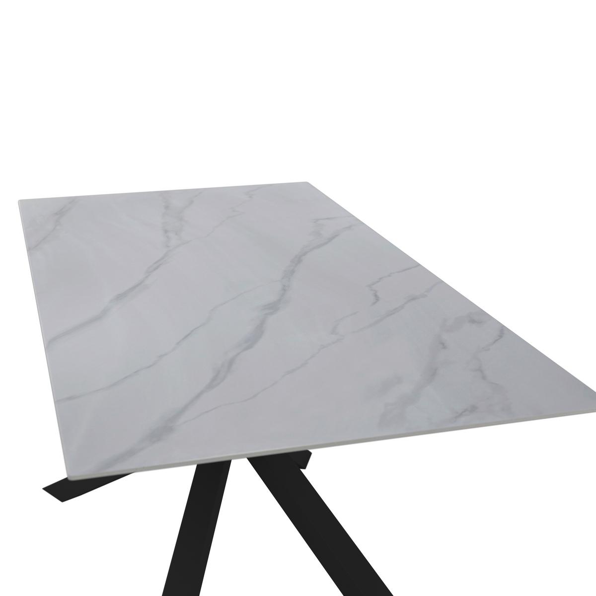 Jídelní stůl Livan bílý s rovnou hranou - bílá/černá, Moderní, kov/kámen (180/90/76cm) - Bessagi Home