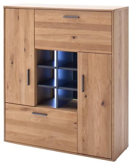Highboard teilmassiv B: 104 cm Portland Anthrazit/Eichefarben
