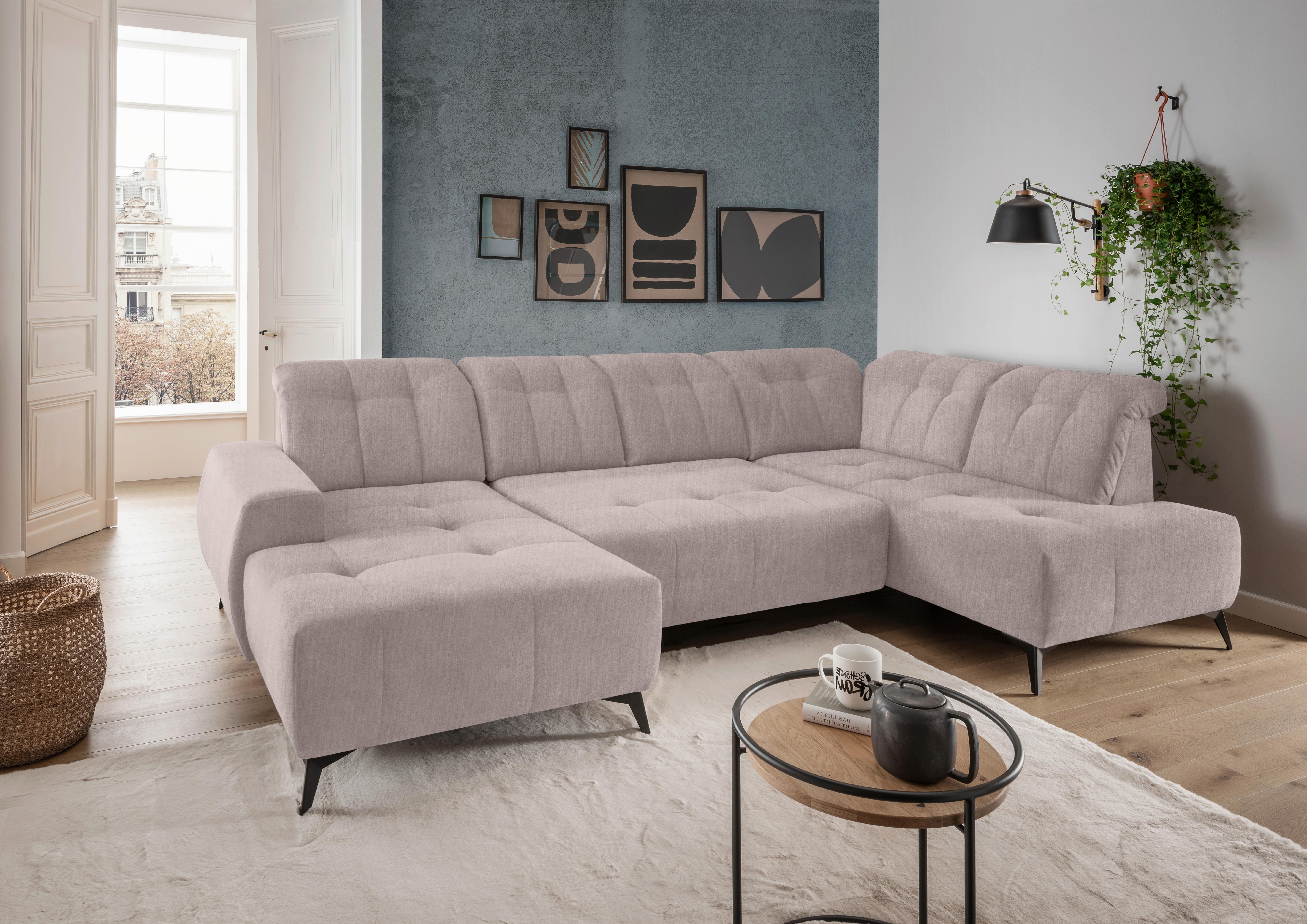 Ecksofa, Sitzvorzug Elektrisch Sano, Taupe, 180x337x200 cm - Taupe/Schwarz, MODERN, Textil (180/337/200cm) - Livetastic