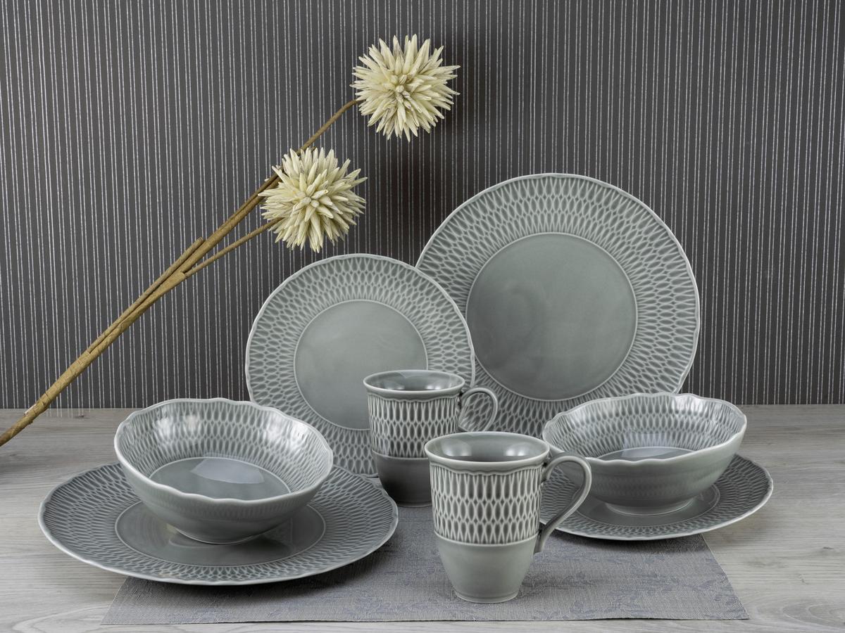 Kombiservice Sofia Keramik 2 Personen Geschirr Set Grau - Grau, Trend, Keramik (39,5/43/37cm) - Creatable