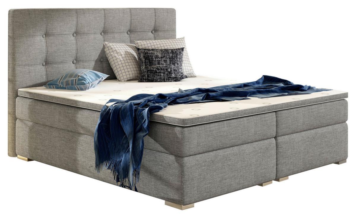 Boxspringbett 160x200 Inez Hellgrau - Silberfarben/Hellgrau, MODERN, Textil (160/200cm) - MID.YOU