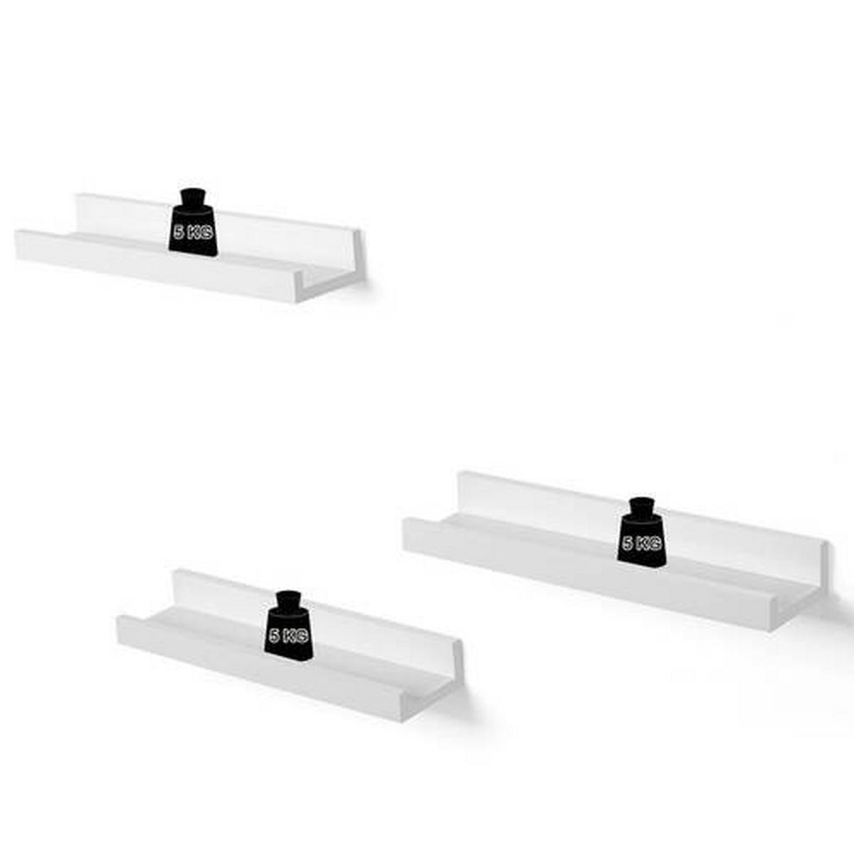 Hängeregal 3er Set B: 38 cm, Weiß - Weiß, Basics, Holzwerkstoff (38/5/10cm) - Boxxx