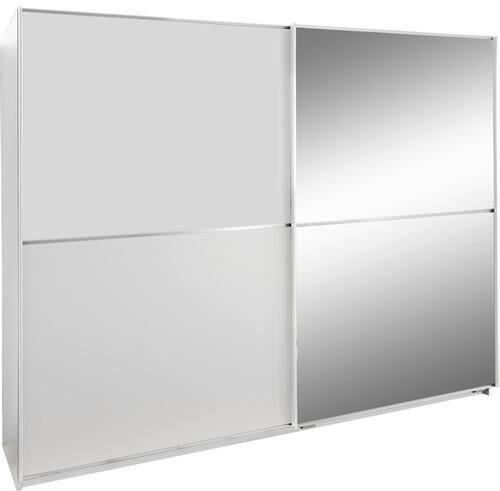 Schwebetürenschrank mit Spiegel 180cm Baden, Weiß Dekor - Weiß, Design, Glas/Holzwerkstoff (180/198/64cm) - MID.YOU