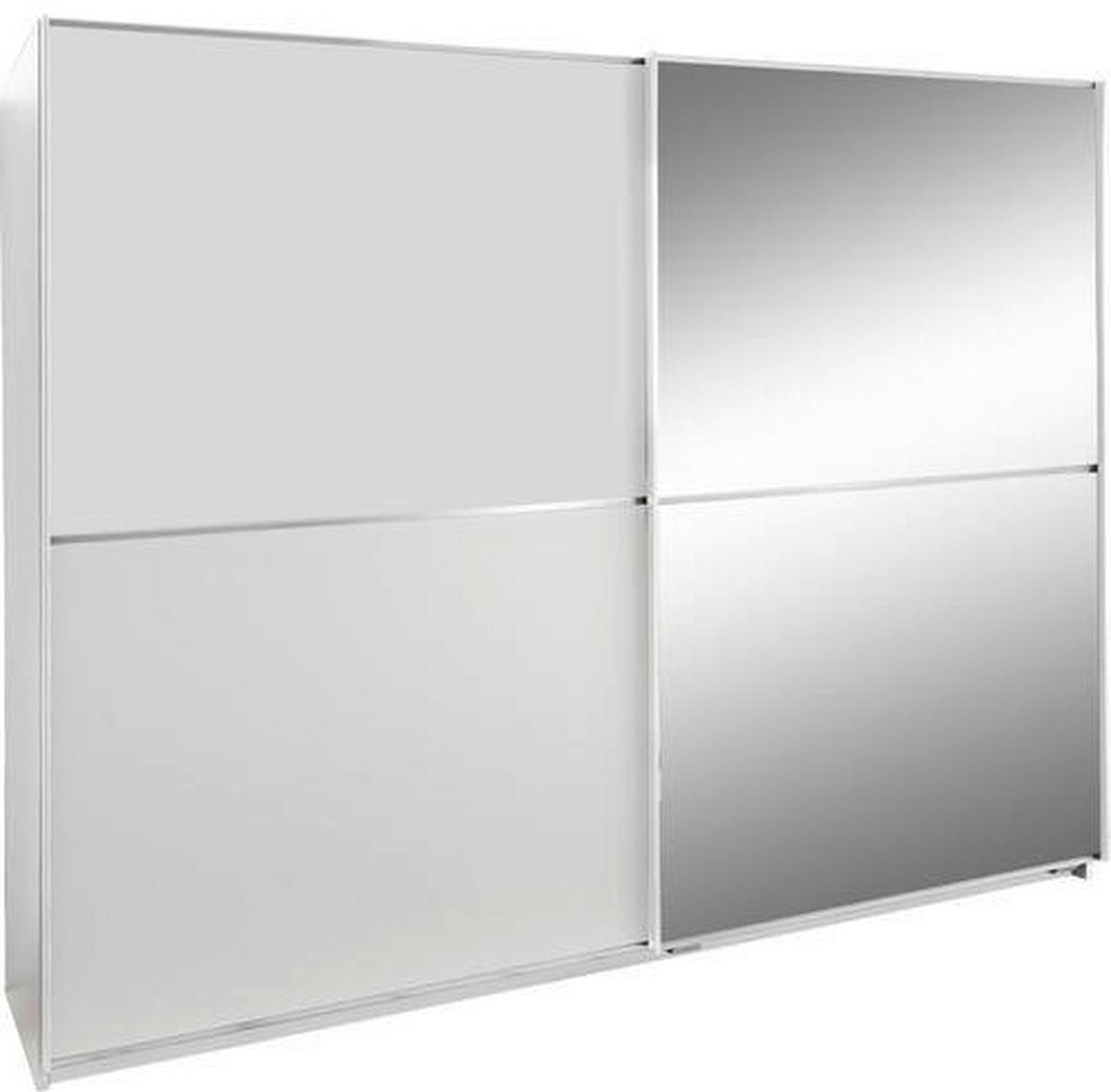 Schwebetürenschrank mit Spiegel 180cm Baden, Weiß Dekor - Weiß, Design, Glas/Holzwerkstoff (180/198/64cm) - MID.YOU