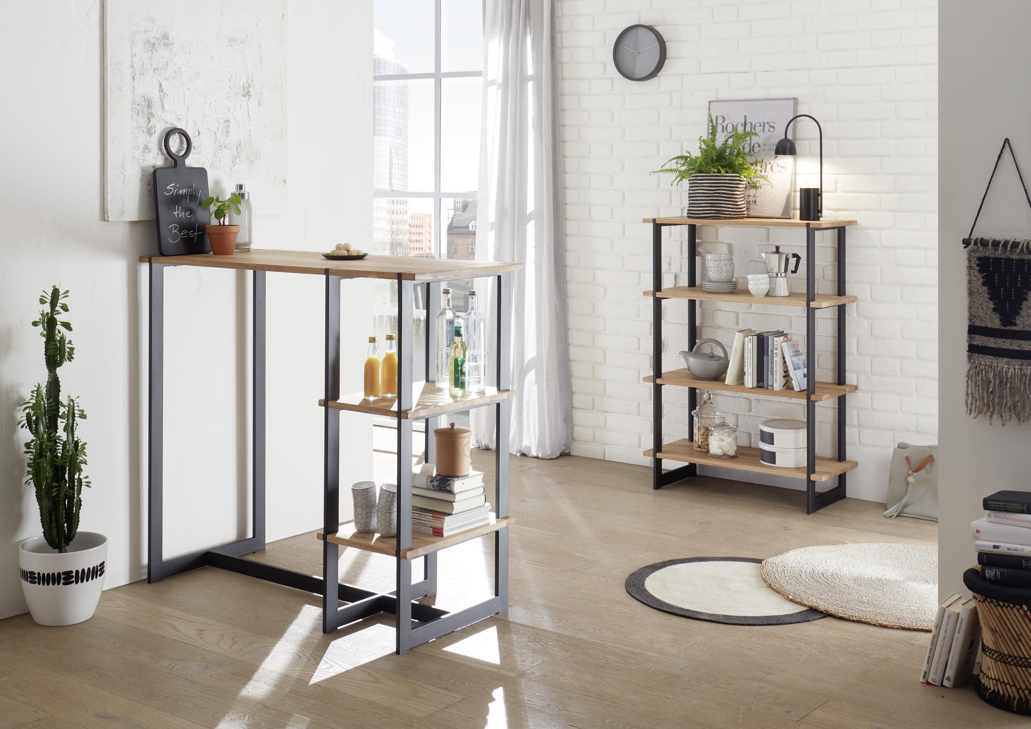 Regal Pablo 2 B: 80 cm Eiche Dekor/Schwarz - Eichefarben/Schwarz, Design, Holz/Metall (80/113/35cm) - Livetastic