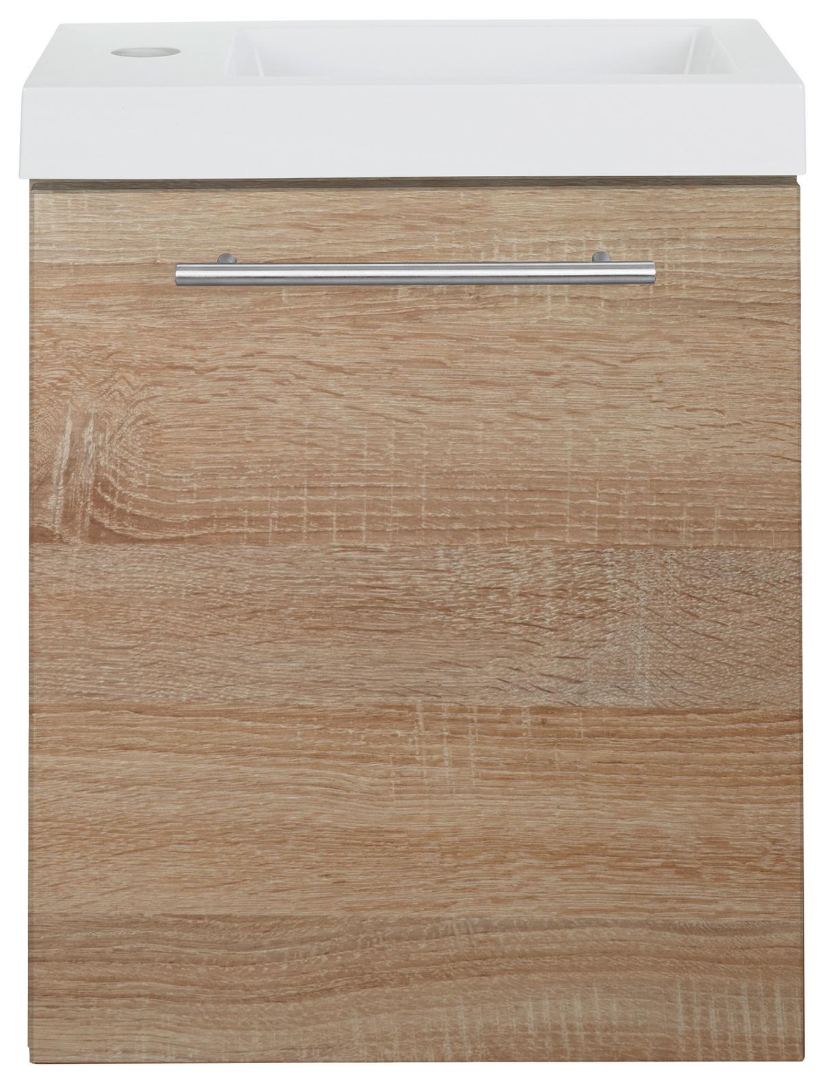 Kúpeľňová skrinka Fantasy biela farba - farba ušľachtilej ocele/farba duba, Modern, kov/kompozitné drevo (40/49/22cm)