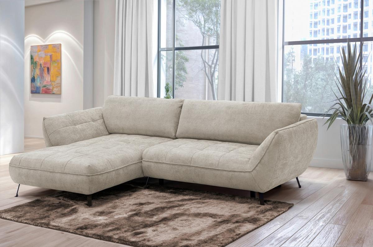 Ecksofa Samoa Sandfarben S: 187x282 cm - Sandfarben/Schwarz, Design, Textil (187/282cm) - Livetastic