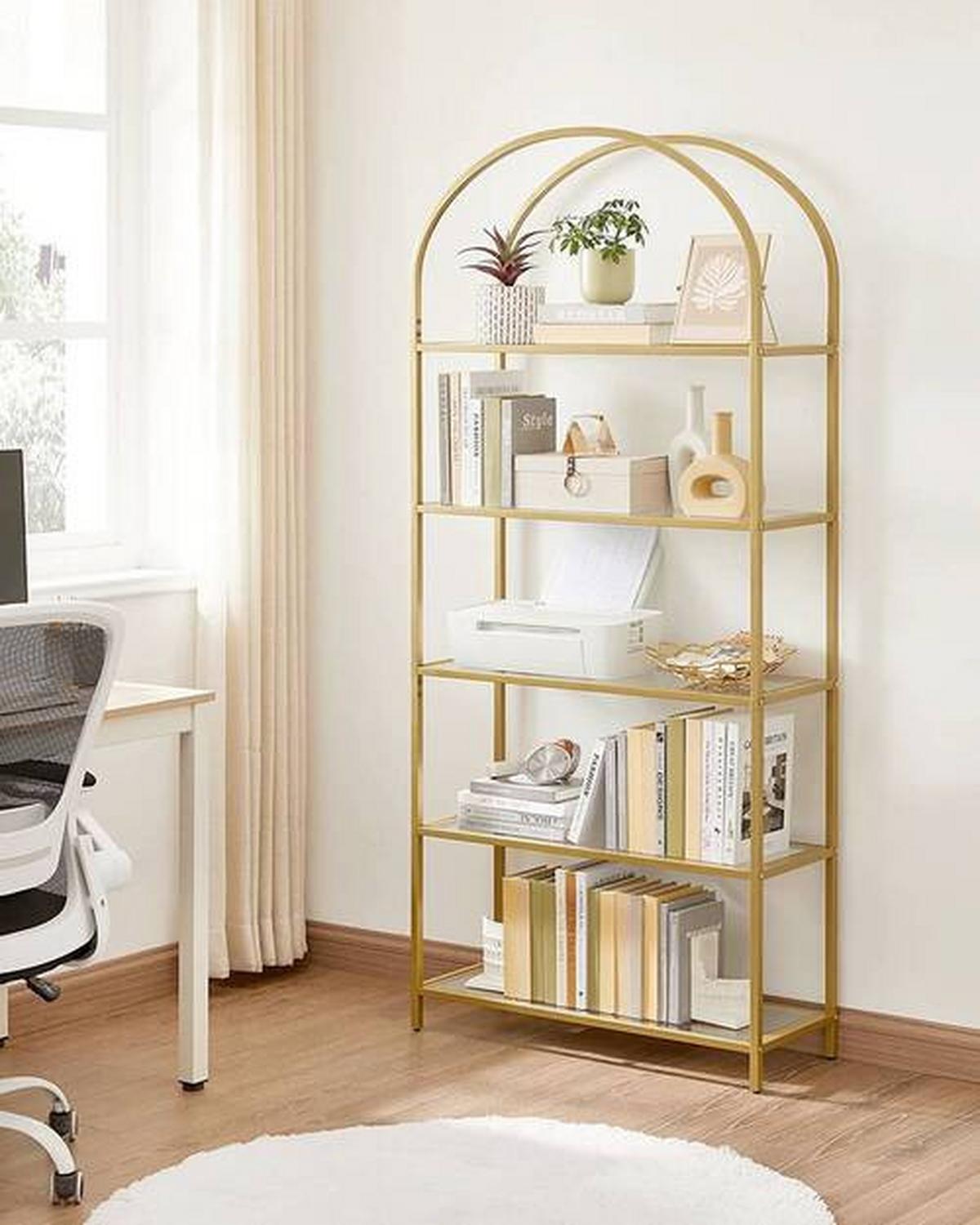 Bücherwand B: 83 Cm Goldfarben - Goldfarben, Basics, Glas/Metall (83/183,5/30,2cm) - Boxxx