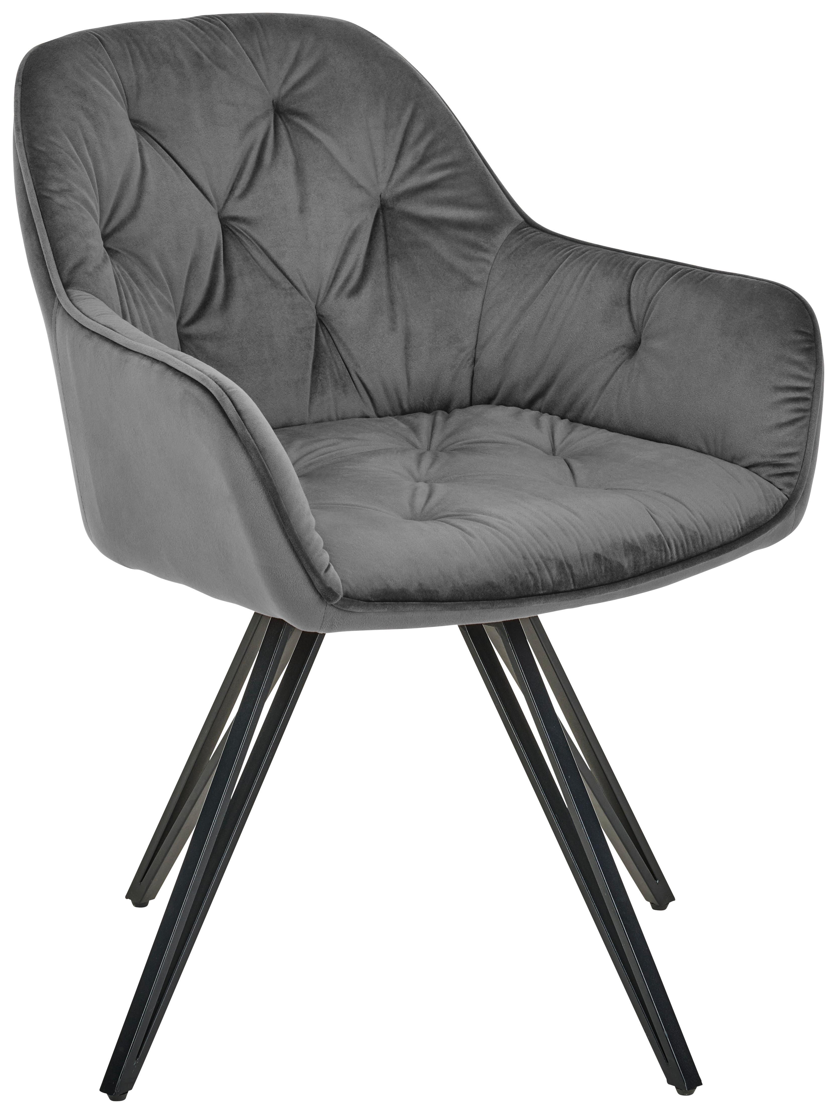 Armlehnstuhl Cardiff - Dunkelgrau/Schwarz, LIFESTYLE, Holz/Textil (61/82/62cm) - Livetastic