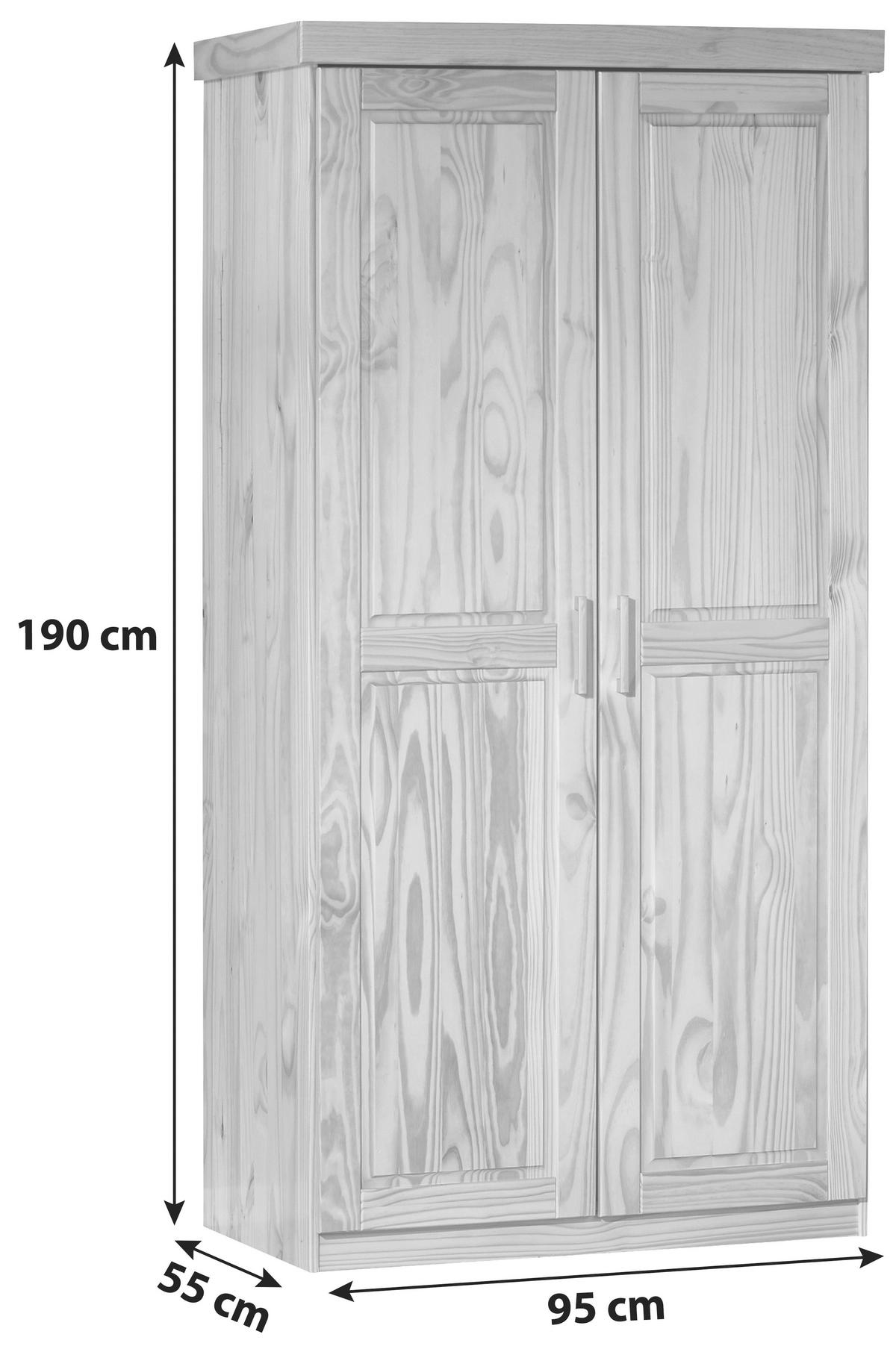 Nyílóajtós Szekrény Leon 95/190 Cm - feketefenyő, Lifestyle, fa (95/190/55cm) - MID.YOU
