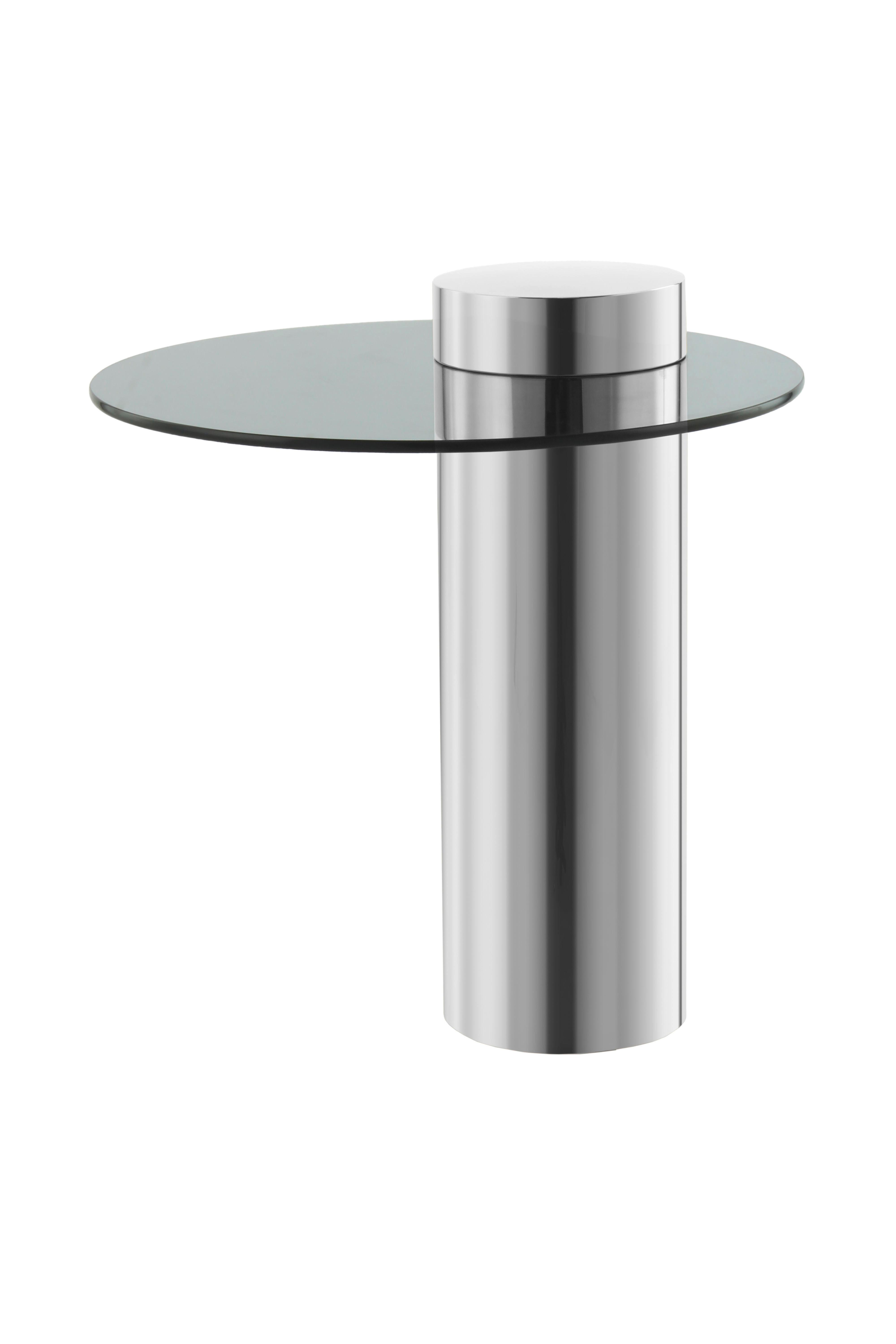 Beistelltisch mit Glasplatte Rund Ontario, Grau/Silber