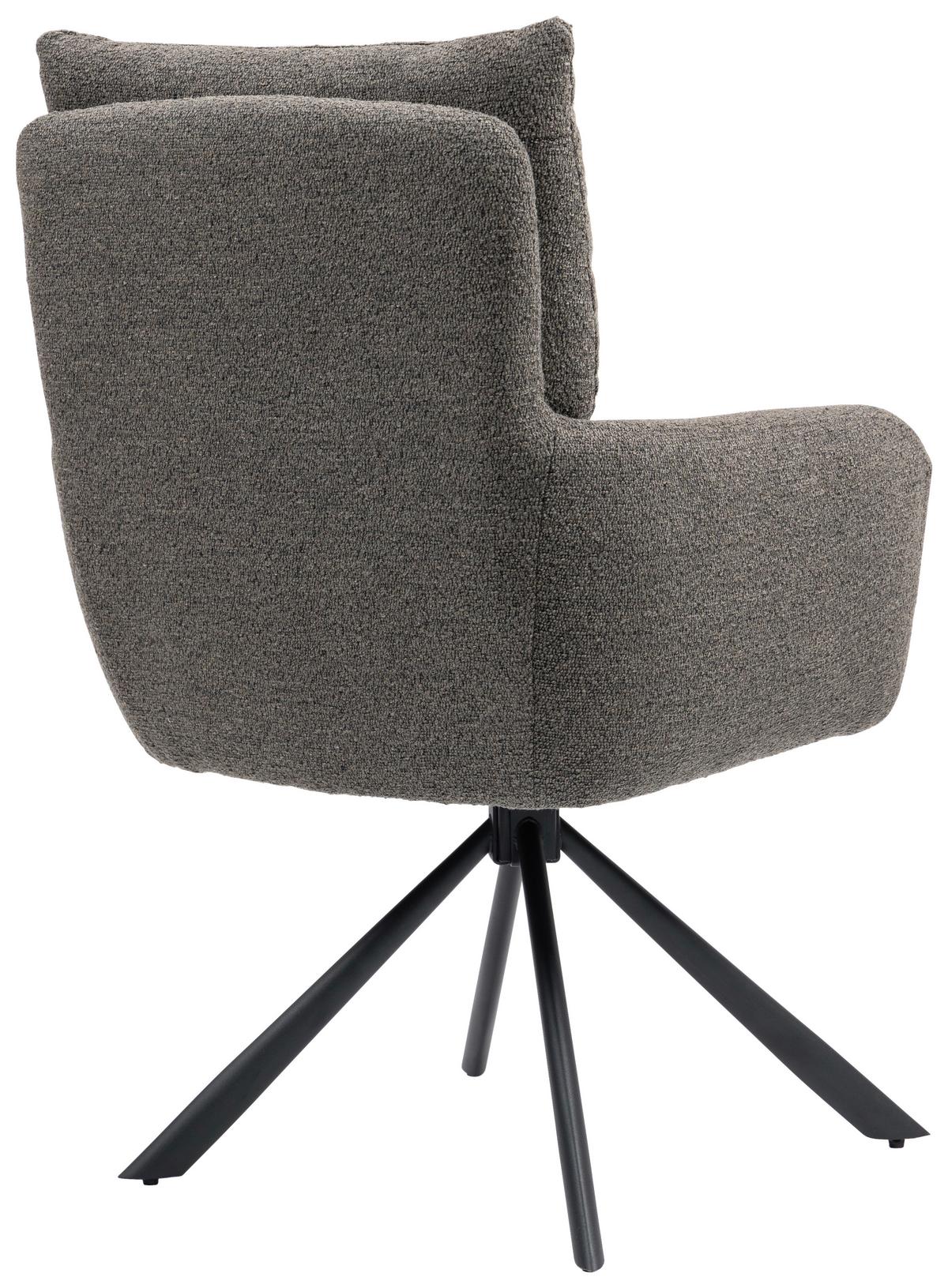 Armlehnstuhl Emine Braun Sitzfl. 180° drehbar, B: 60cm - Schwarz/Braun, KONVENTIONELL, Textil/Metall (60/92/67cm) - MID.YOU