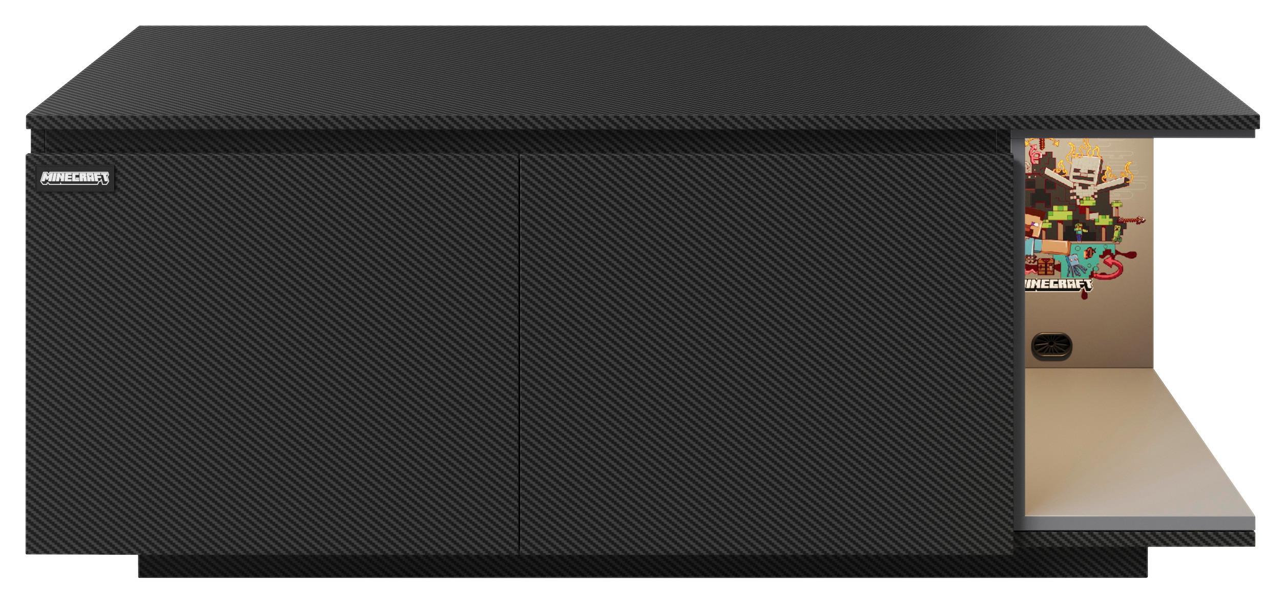 TV-Lowboard Minecraft B: 125 cm Schwarz, Carbon Optik