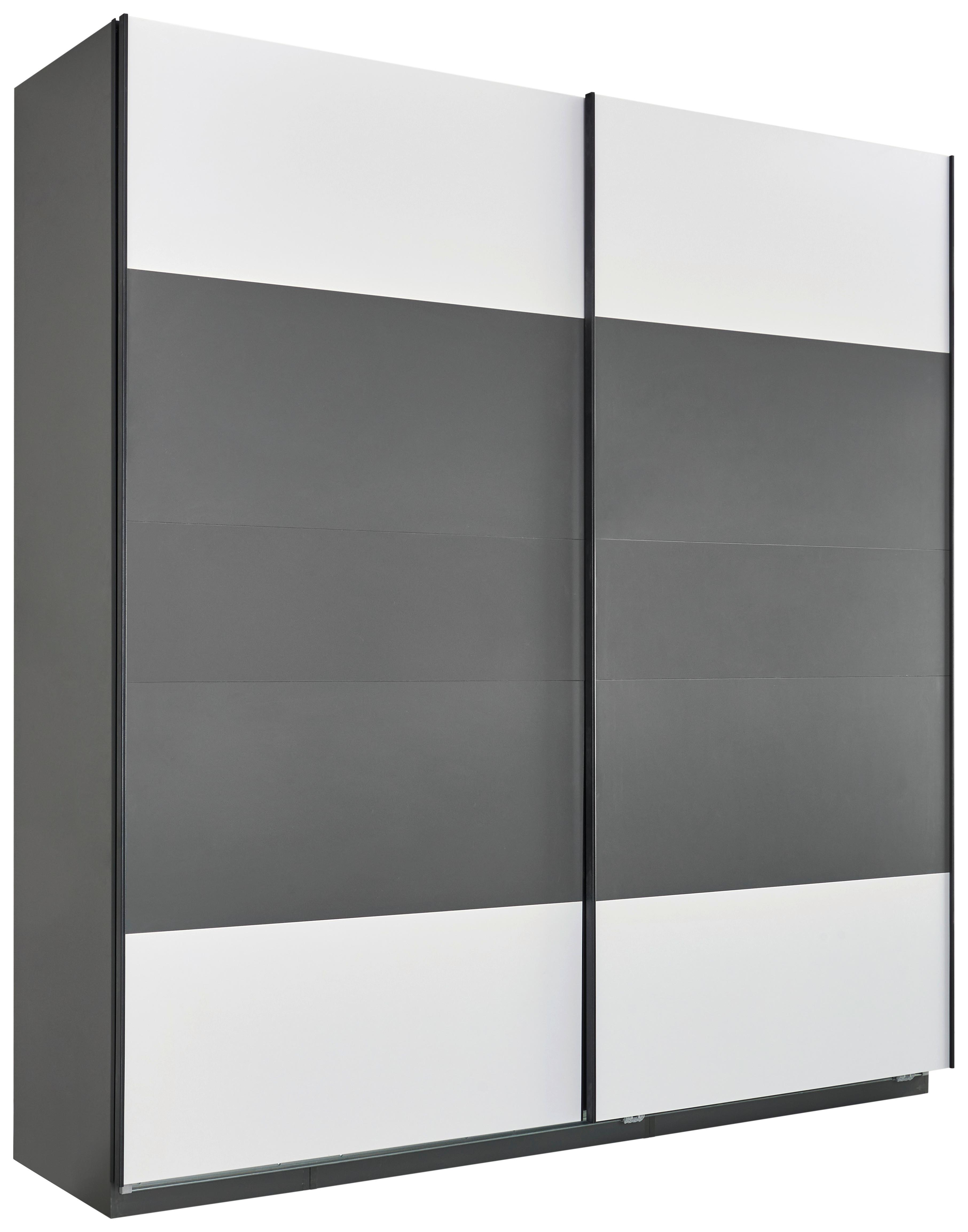 Schwebetürenschrank 226cm Unit, Anthrazit/Hellgrau - Anthrazit/Hellgrau, KONVENTIONELL, Holzwerkstoff (226/242/58cm) - Ondega