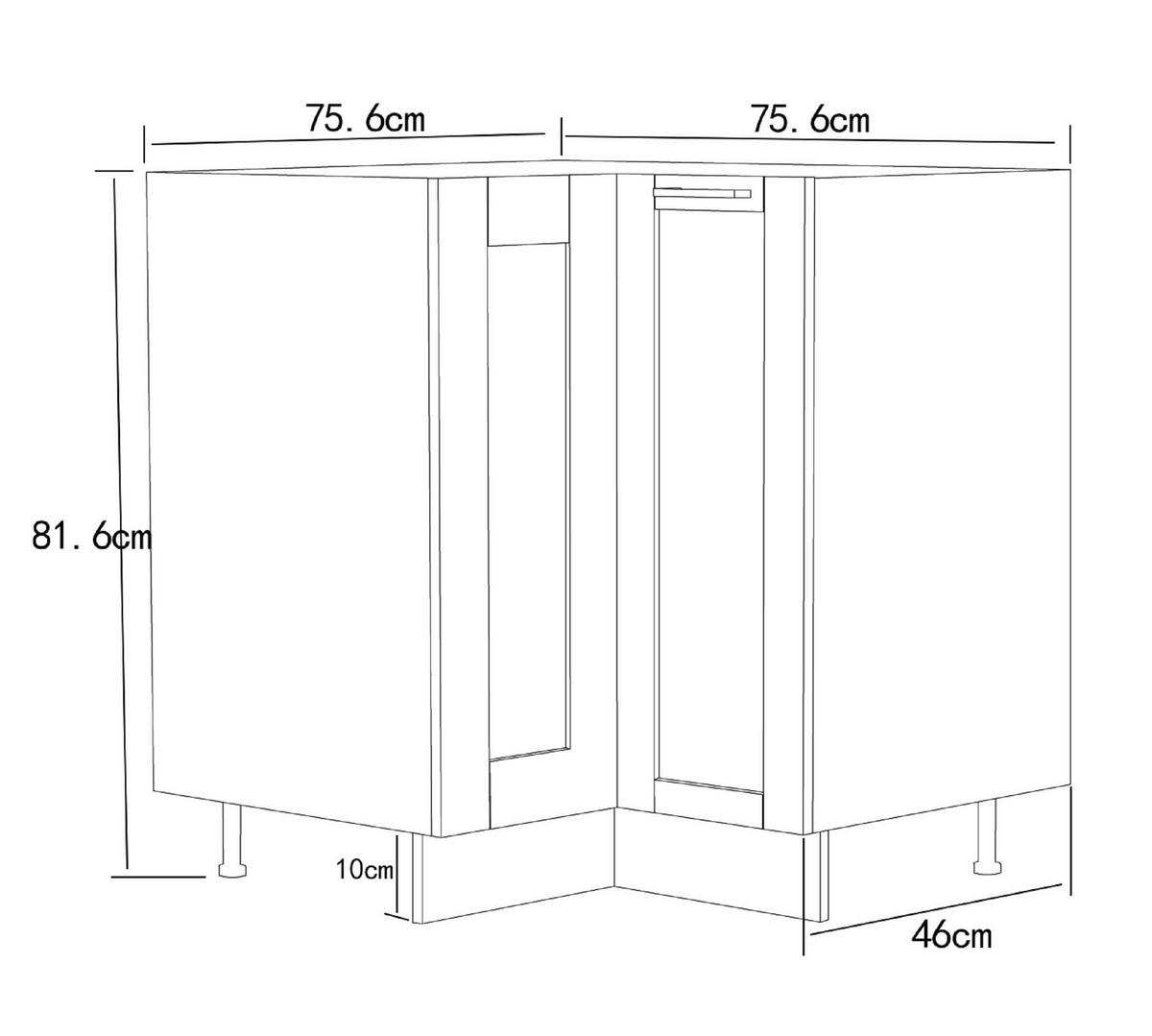 Eckunterschrank Colura - Anthrazit/Weiß, Trend, Holzwerkstoff/Kunststoff (76/82/76cm) - MID.YOU