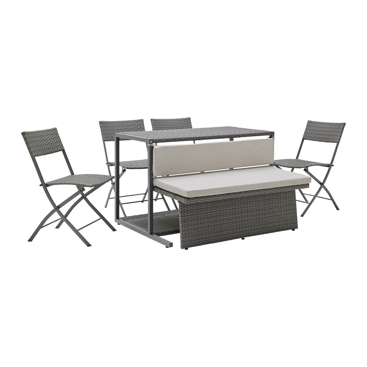 Balkónová zostava MARIO tm.sivá/sv.sivá - sivá/svetlosivá, Modern, kov/textil (120/75/105cm) - Bessagi Garden