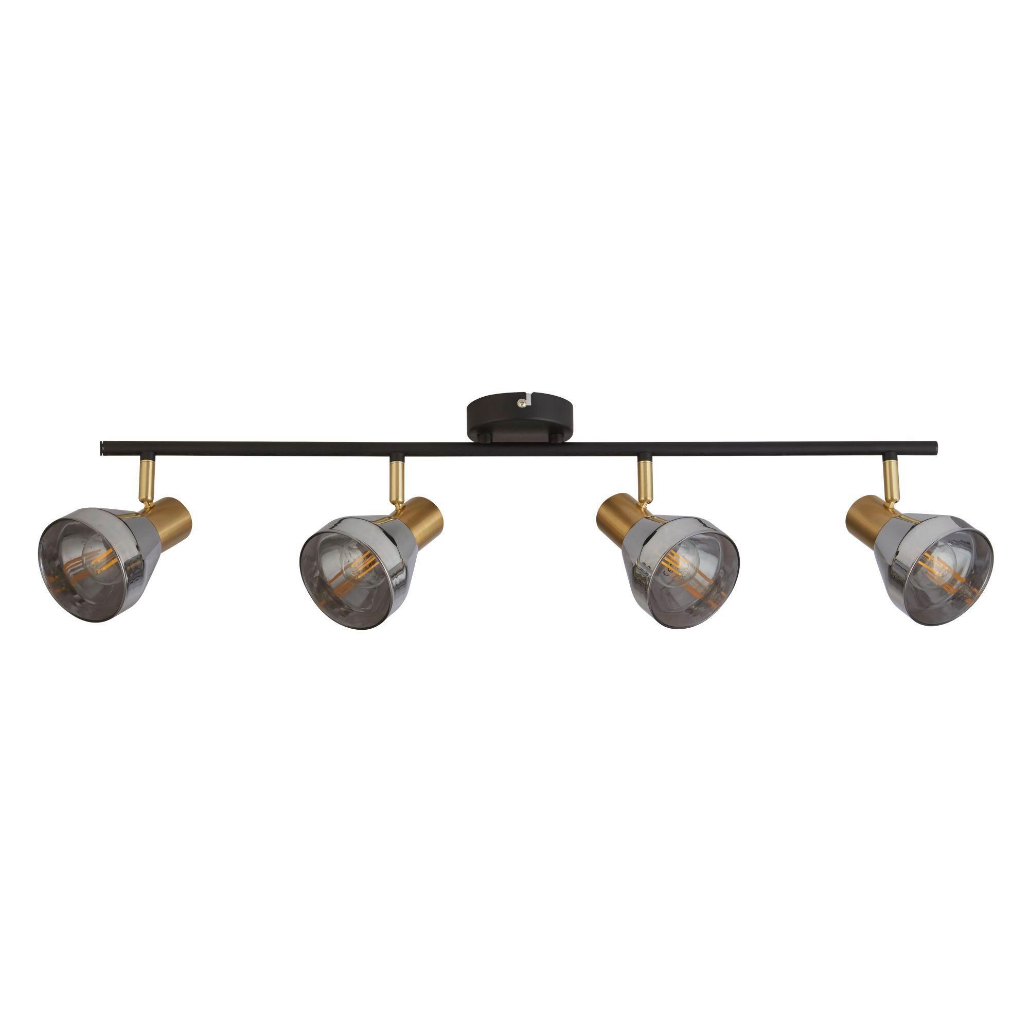 Deckenleuchte Westminster 23801-4sm - Schwarz, Basics, Glas/Metall (81/19,5/19cm)
