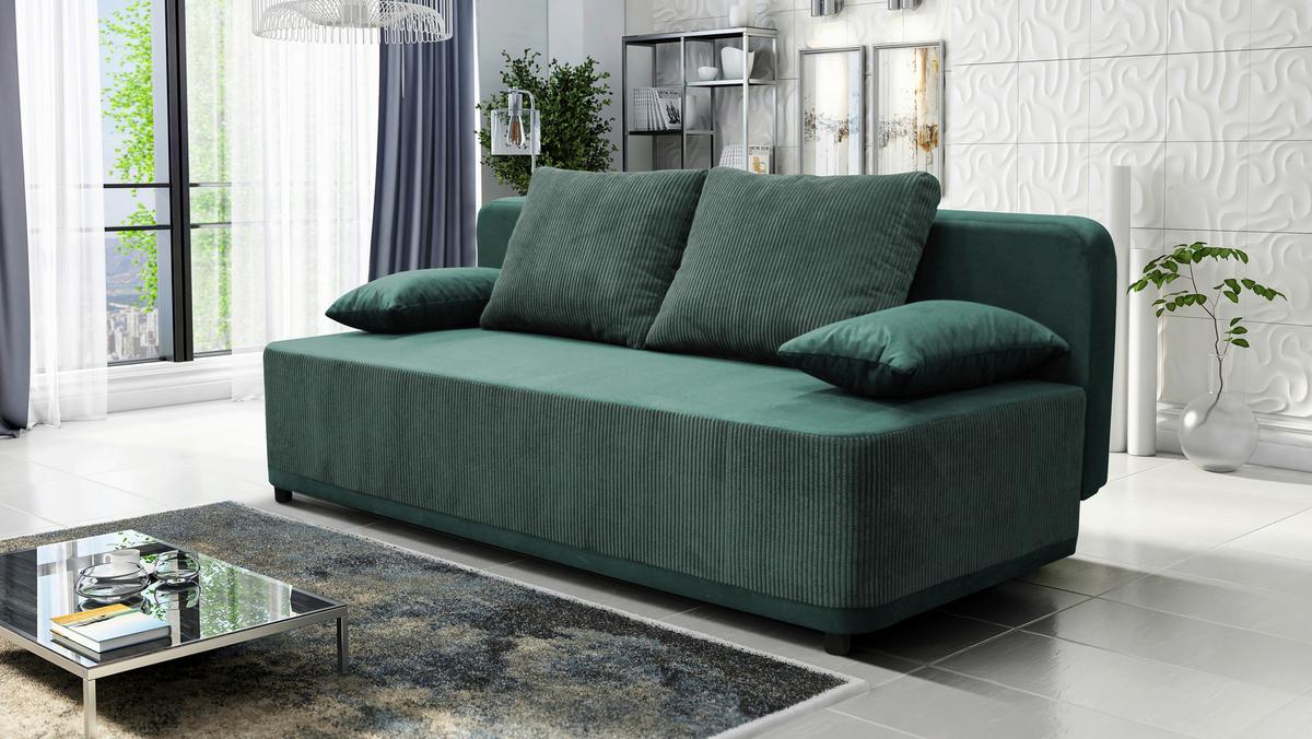 Schlafsofa Stella Grün B: 197 Cm - Schwarz/Grün, Design, Textil (197/90/83cm) - MID.YOU