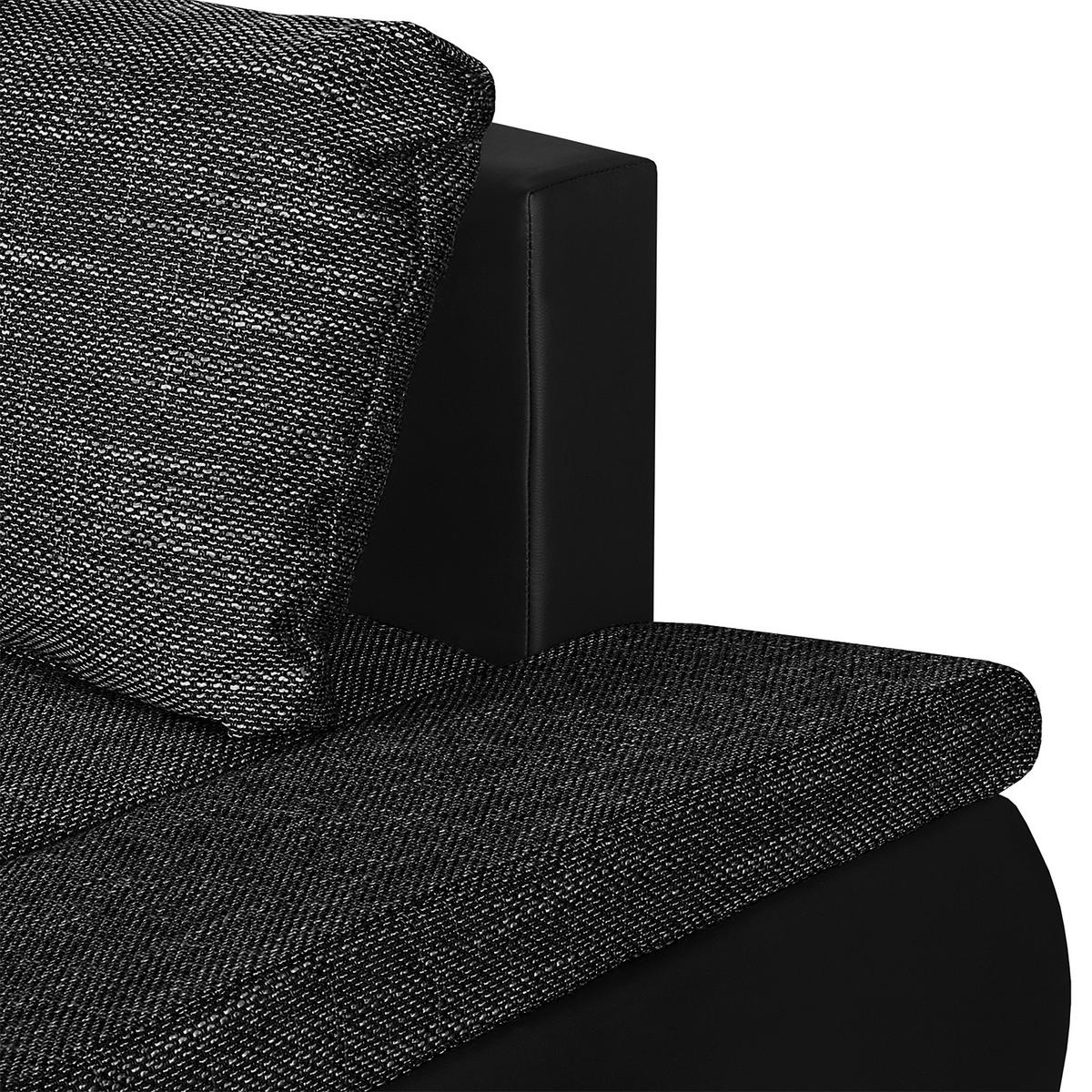Ecksofa Acra Schwarz S: 266x175 Cm - Chromfarben/Schwarz, Design, Textil (266/175cm) - Livetastic