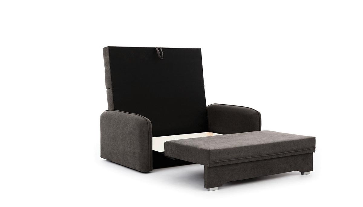 Schlafsofa Laine Dunkelgrau, B: 155 cm - Dunkelgrau/Silberfarben, Design, Textil (155/105/75cm) - MID.YOU