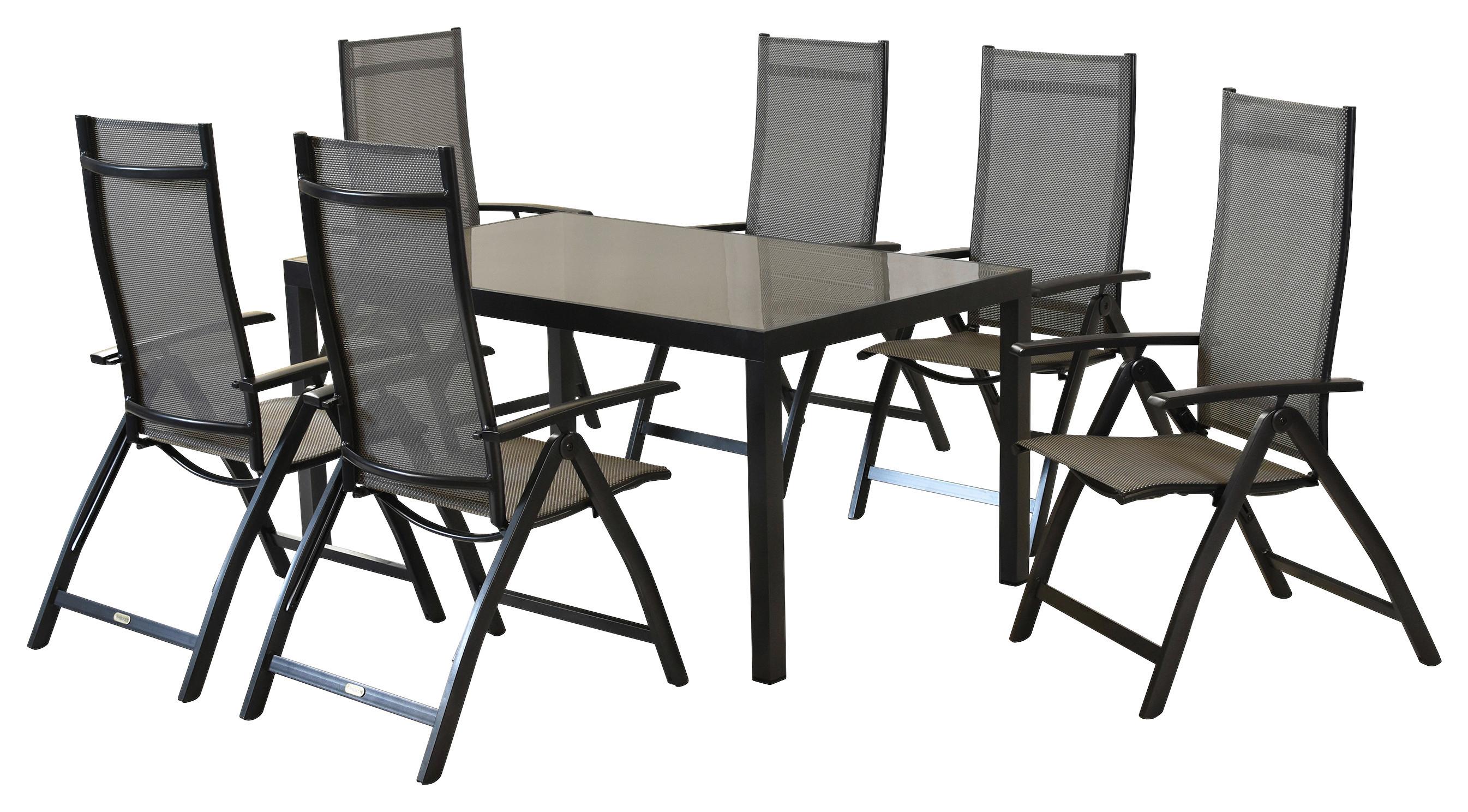 Gartenset Vicenza - Graphitfarben/Braun, MODERN, Textil/Metall - Gardenson