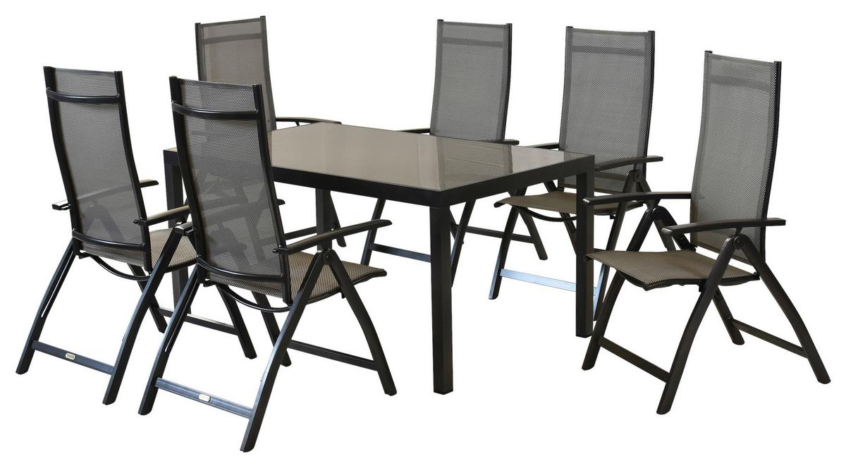 Gartenset Vicenza - Graphitfarben/Braun, MODERN, Textil/Metall - Gardenson