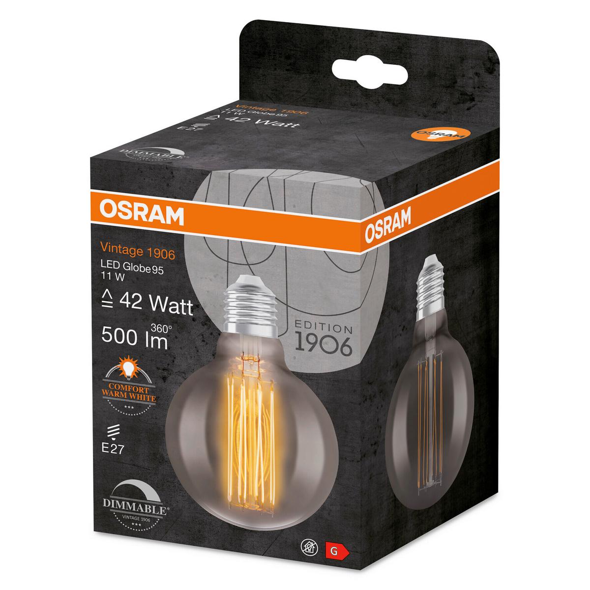 LED-Leuchtmittel Vintage 1906 Led Dim42 11w/180 - Hellgrau, Basics, Glas (9,5/13,8cm) - Ledvance