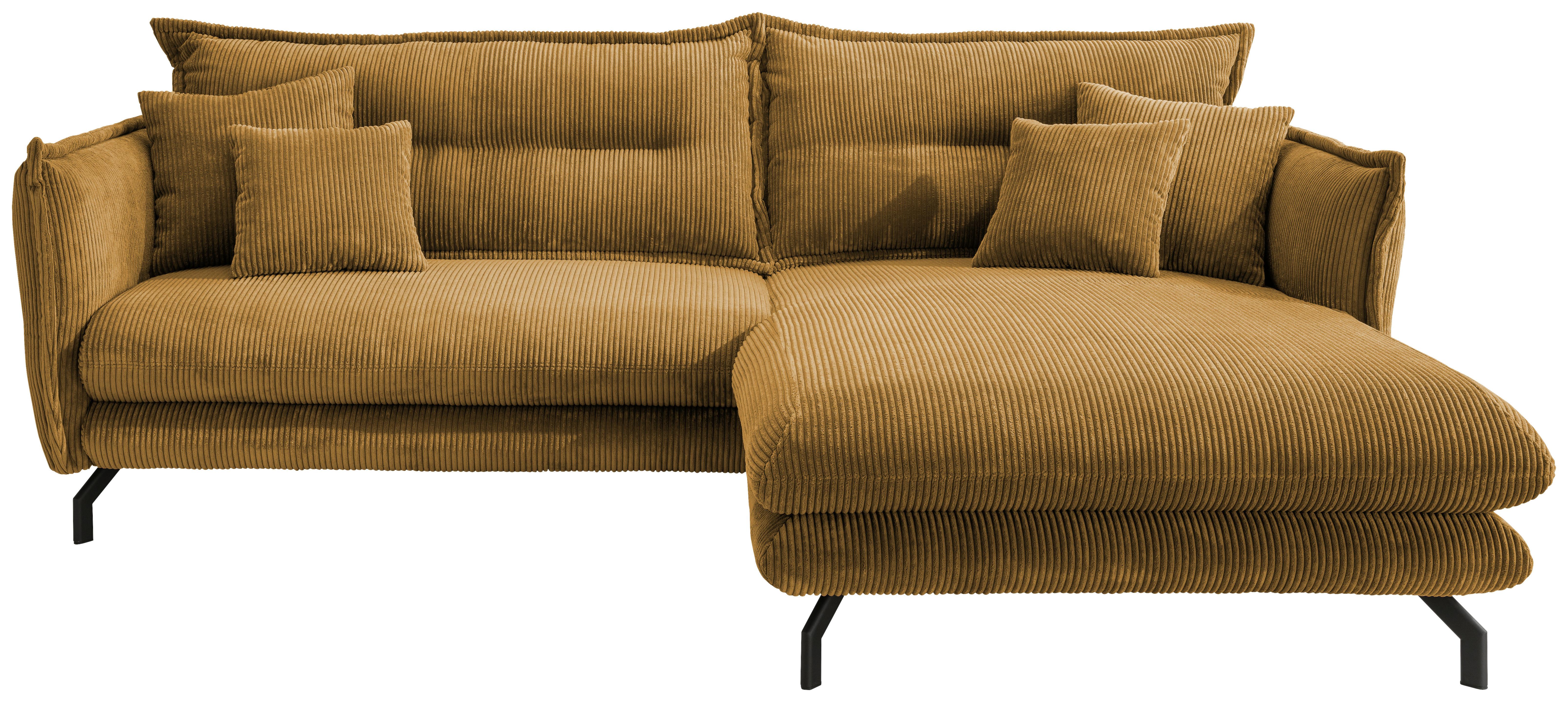 Ecksofa Lava Goldfarben S: 255/180 cm - Goldfarben/Schwarz, MODERN, Textil (255/180cm) - Livetastic