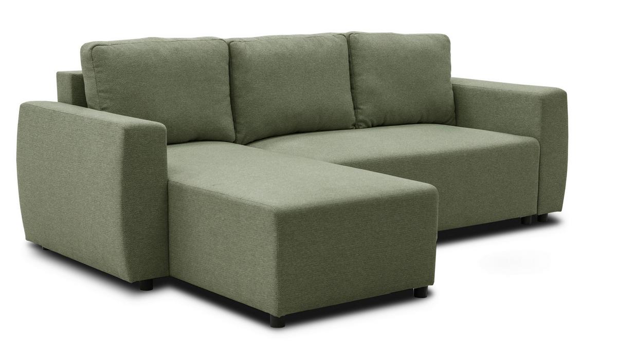Ecksofa Pharell - Schwarz/Olivgrün, Basics, Textil (155/230cm) - Livetastic