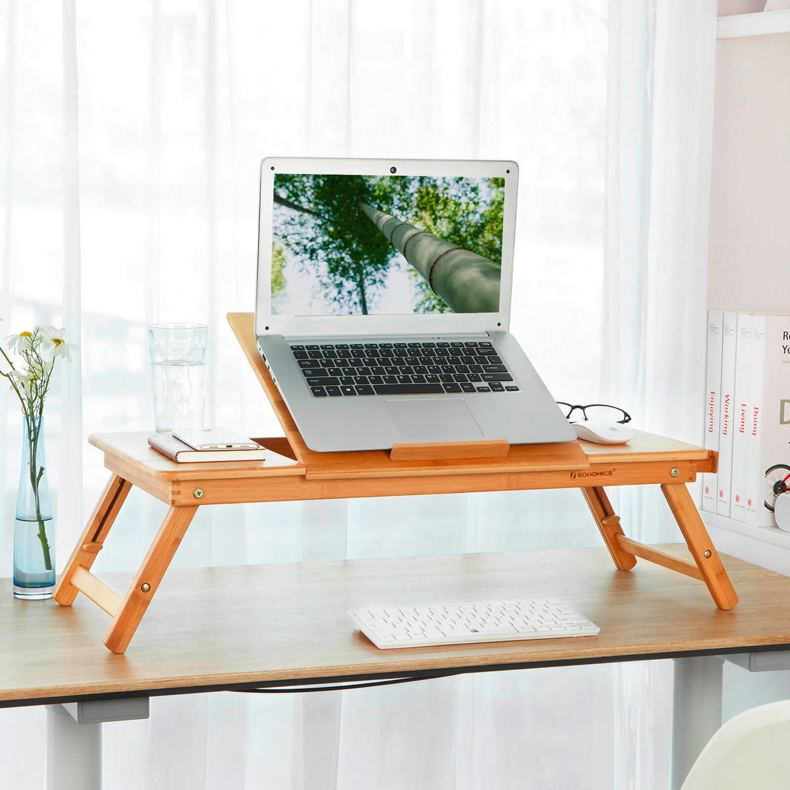 Laptoptisch Bambus Mit Lade B: 35 Cm, H: 21-29 Cm - Hellbraun/Naturfarben, Basics, Holz (80-89/35/21-29cm) - Boxxx