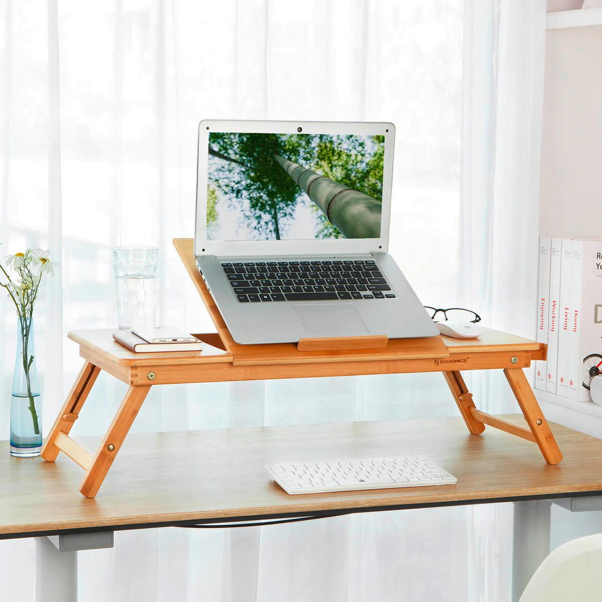 Laptoptisch Bambus mit Lade B: 35 cm, H: 21-29 cm - Hellbraun/Naturfarben, Basics, Holz (80-89/35/21-29cm) - Boxxx