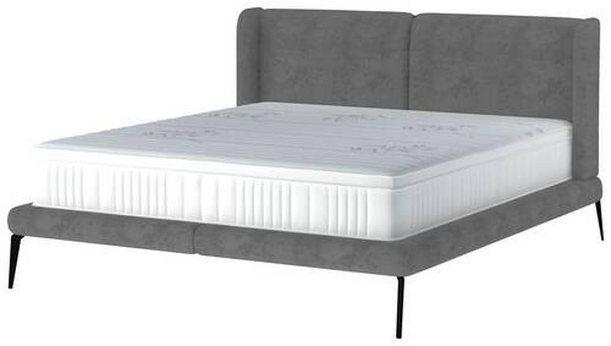 Polsterbett mit Matratze 180x200 Tessina Sorisso Grau - Schwarz/Grau, MODERN, Textil (180/200cm) - Livetastic